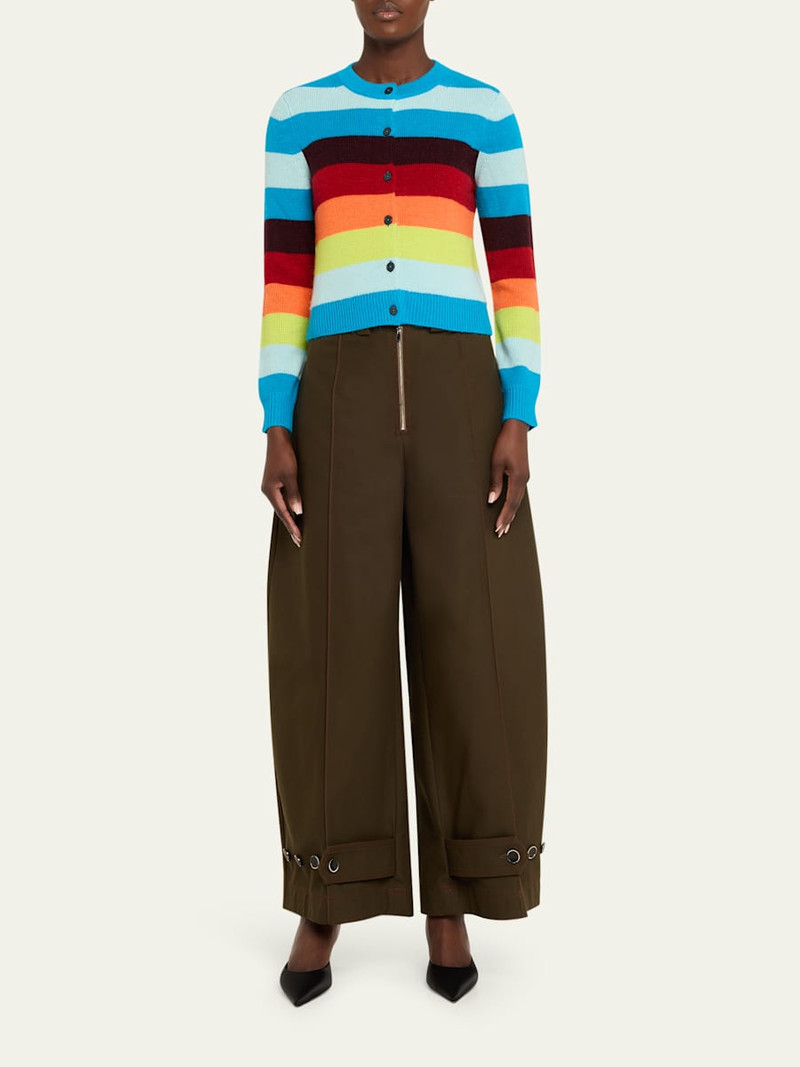 CHRISTOPHER JOHN ROGERS Striped Crop Crewneck Cardigan outlook