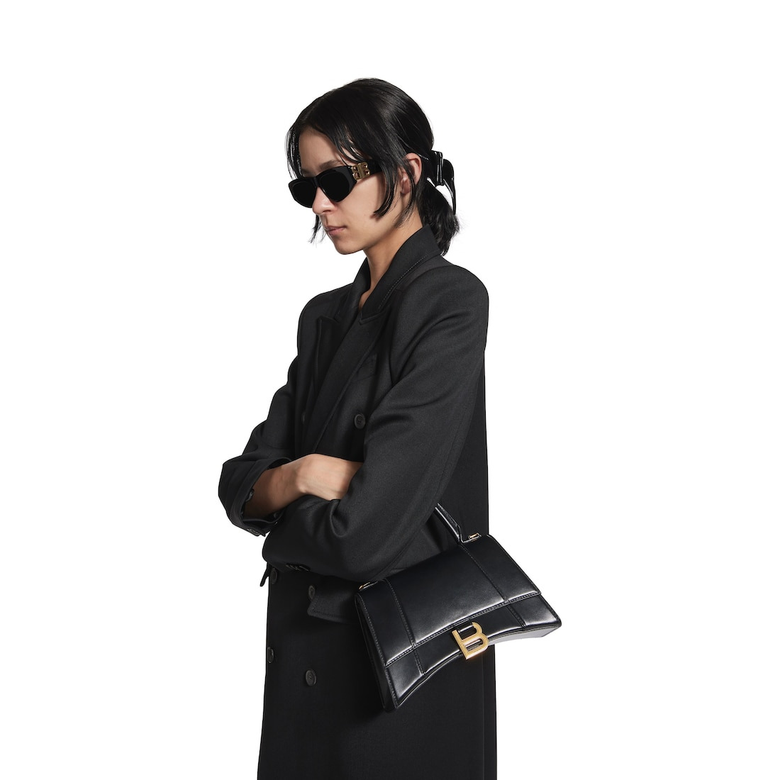 Women's Hourglass Small Handbag Box in Black - 9