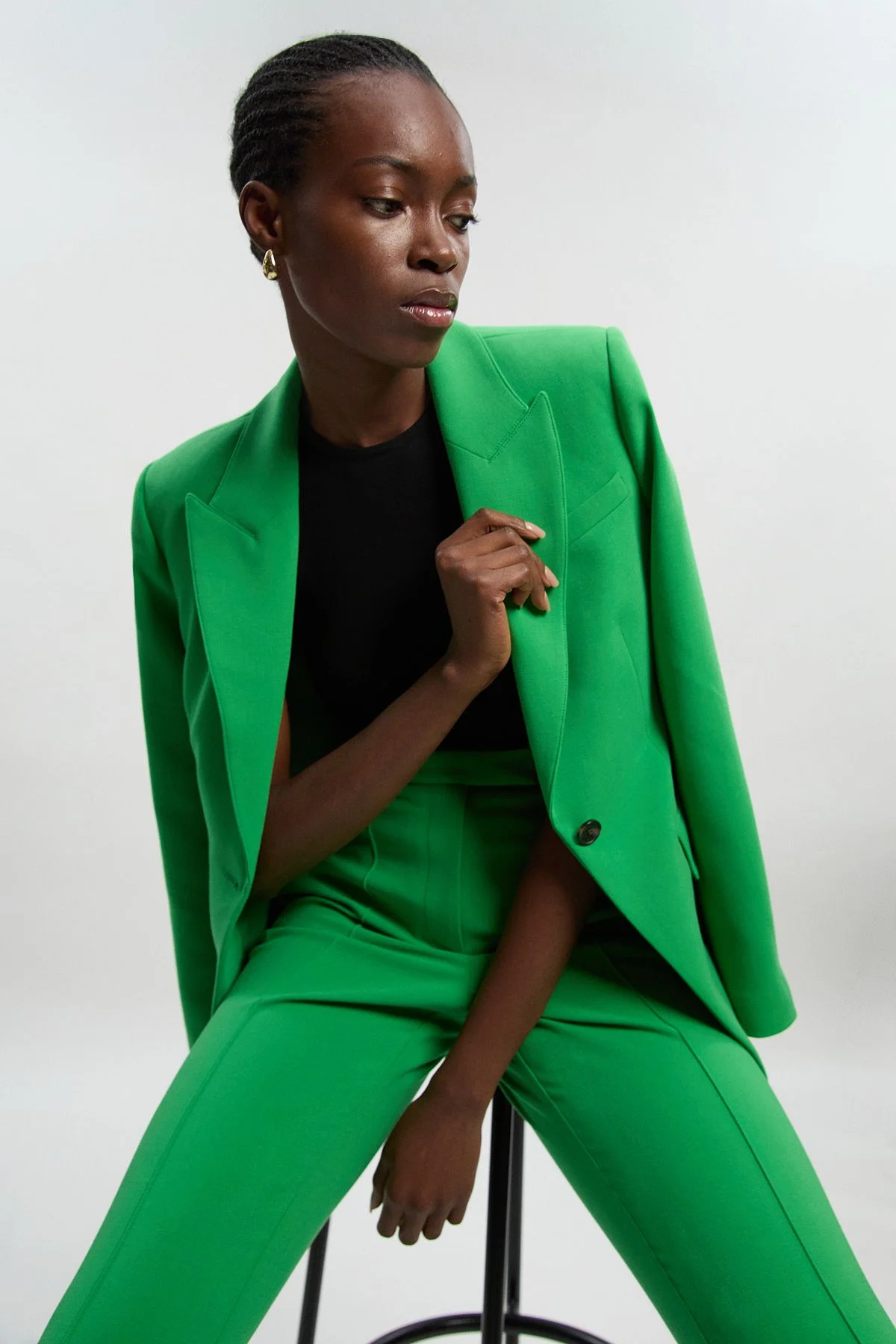 Compact Stretch Single Breasted Tailored Blazer - 1