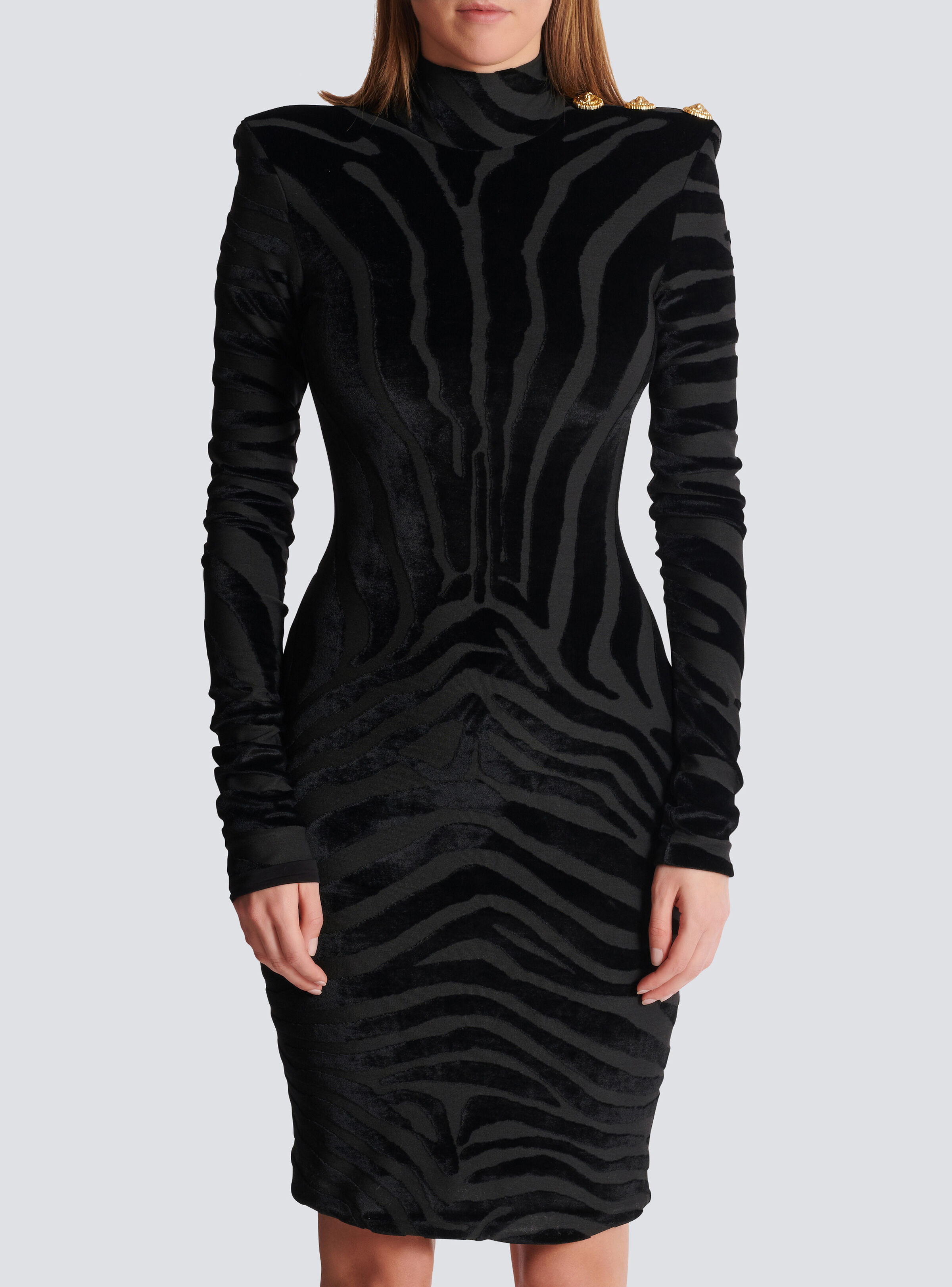 Short zebra-print velvet dress - 5