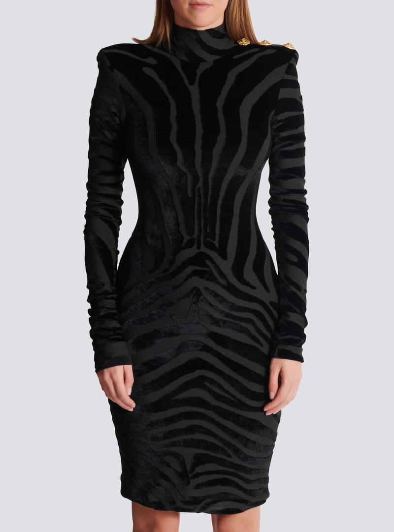 Short zebra-print velvet dress 5
