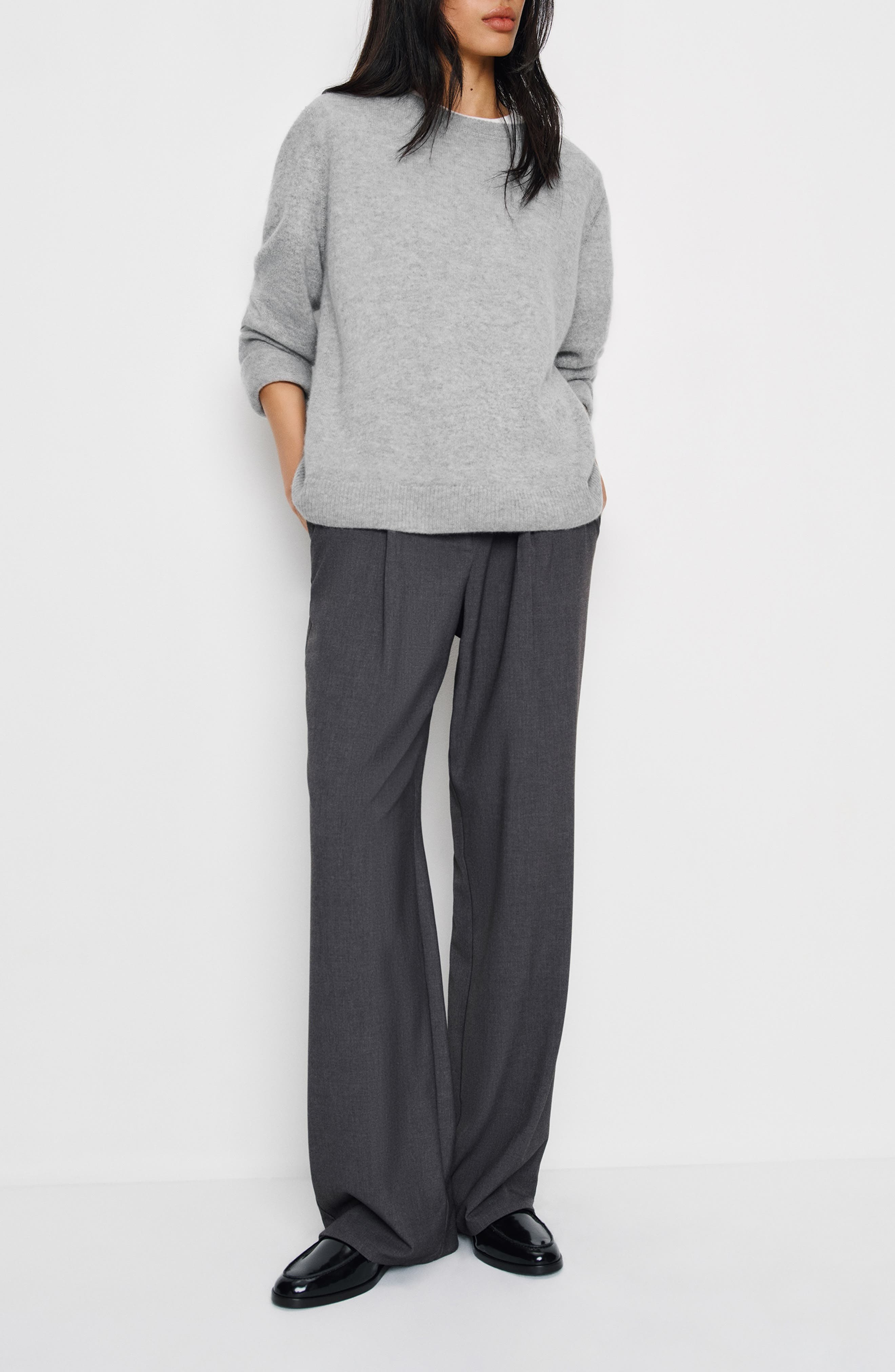 Reformation Oversize Cashmere & Wool Sweater in Granite at Nordstrom - 4