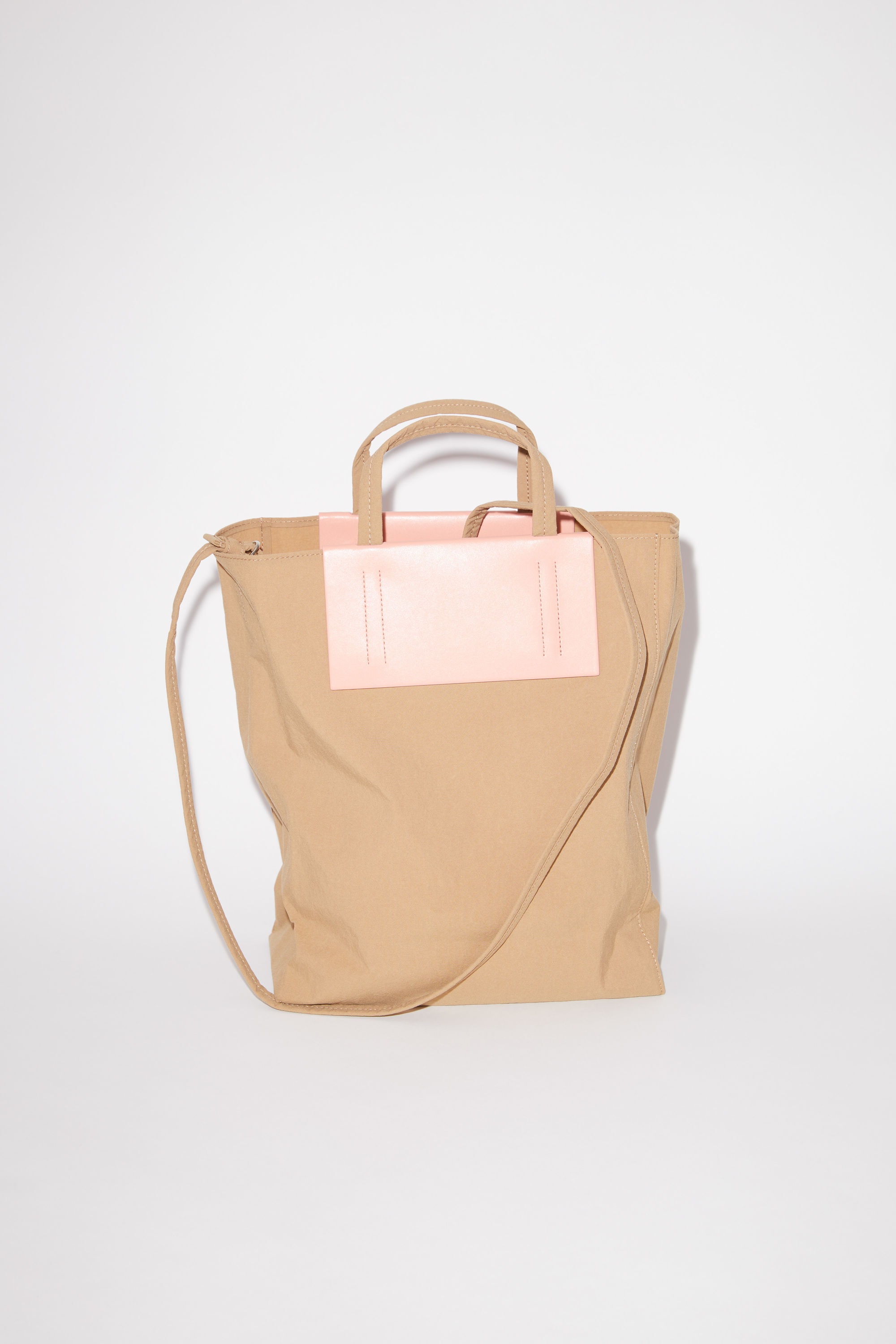 Papery nylon tote bag - Brown/pink - 4