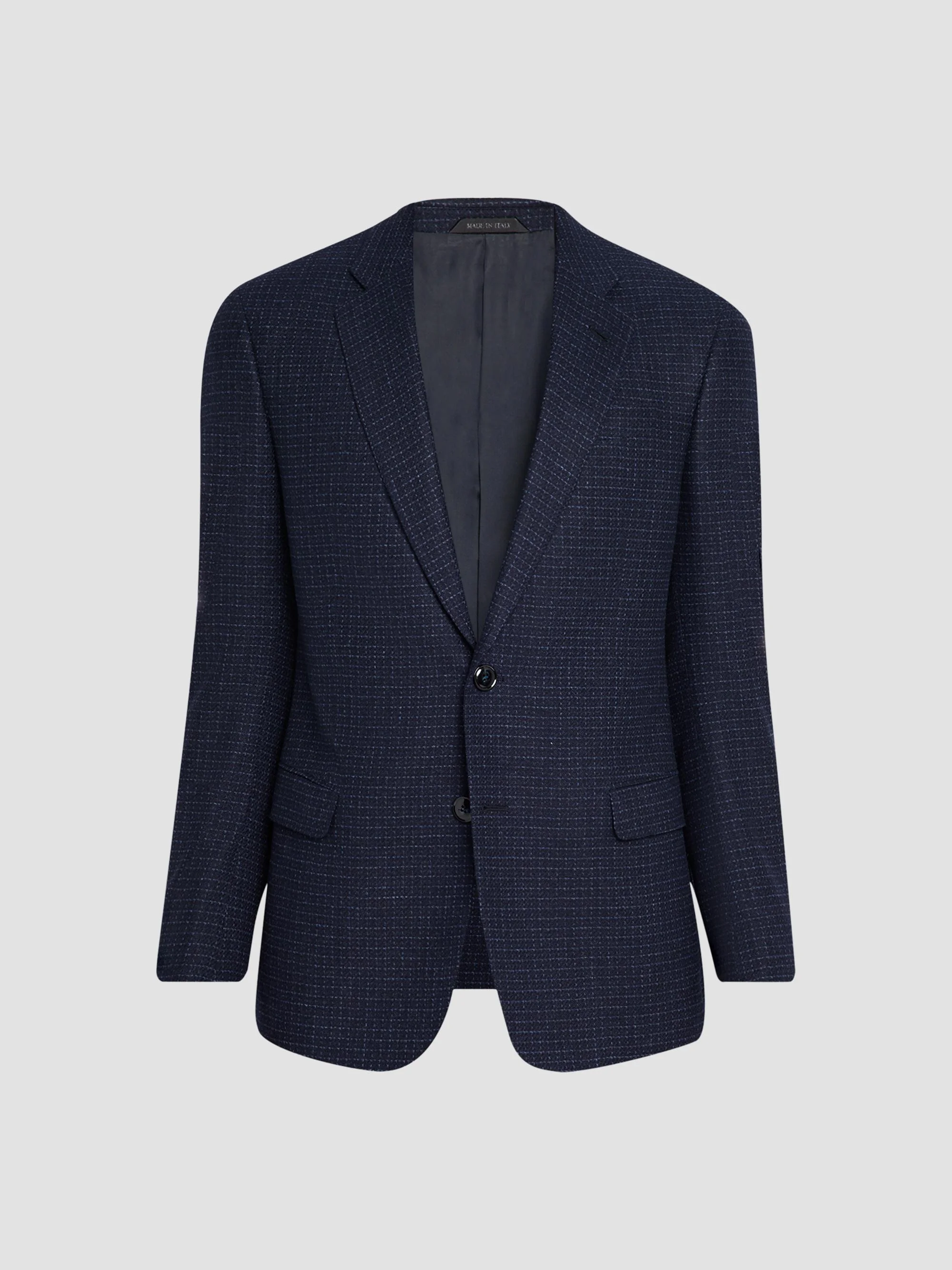 Men's Micro Check Wool-Cashmere Sport Jacket - Sky Captain - 1