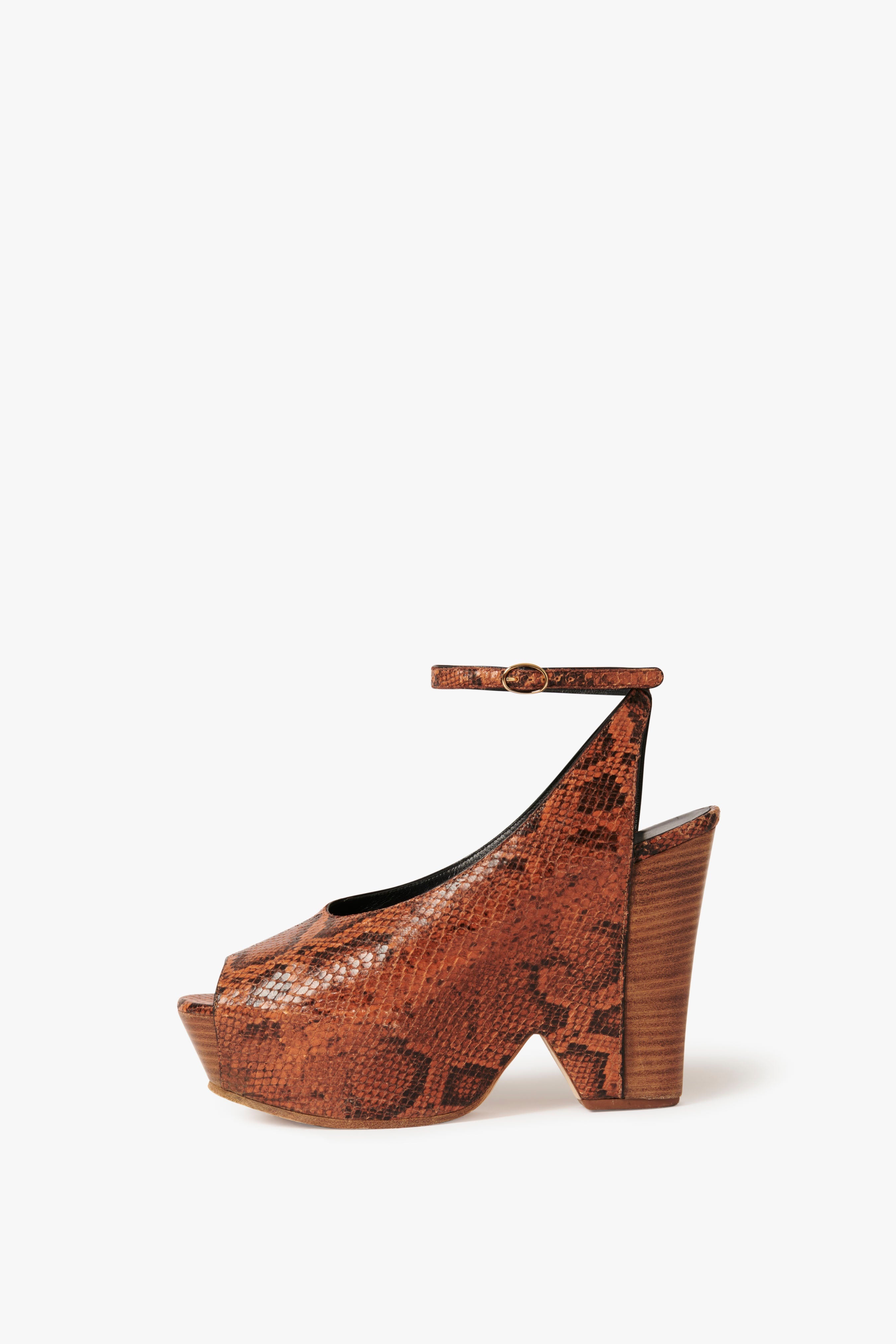 Iris Heel in Burnt Orange Snake Print - 1