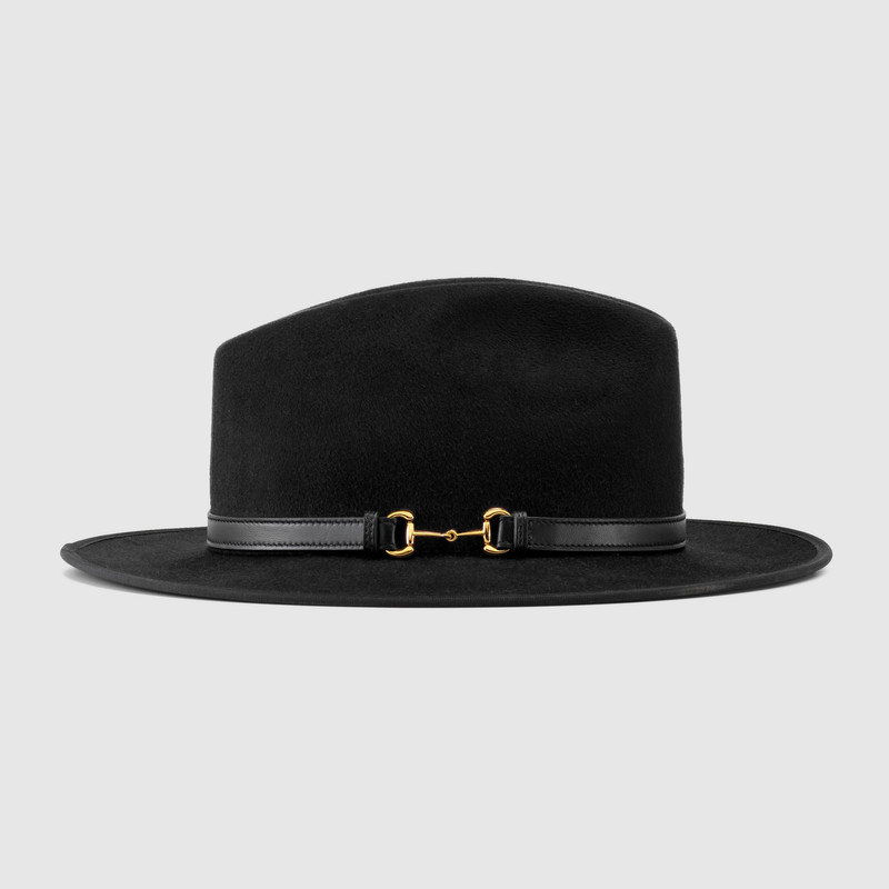 Wool hat with leather detail 5