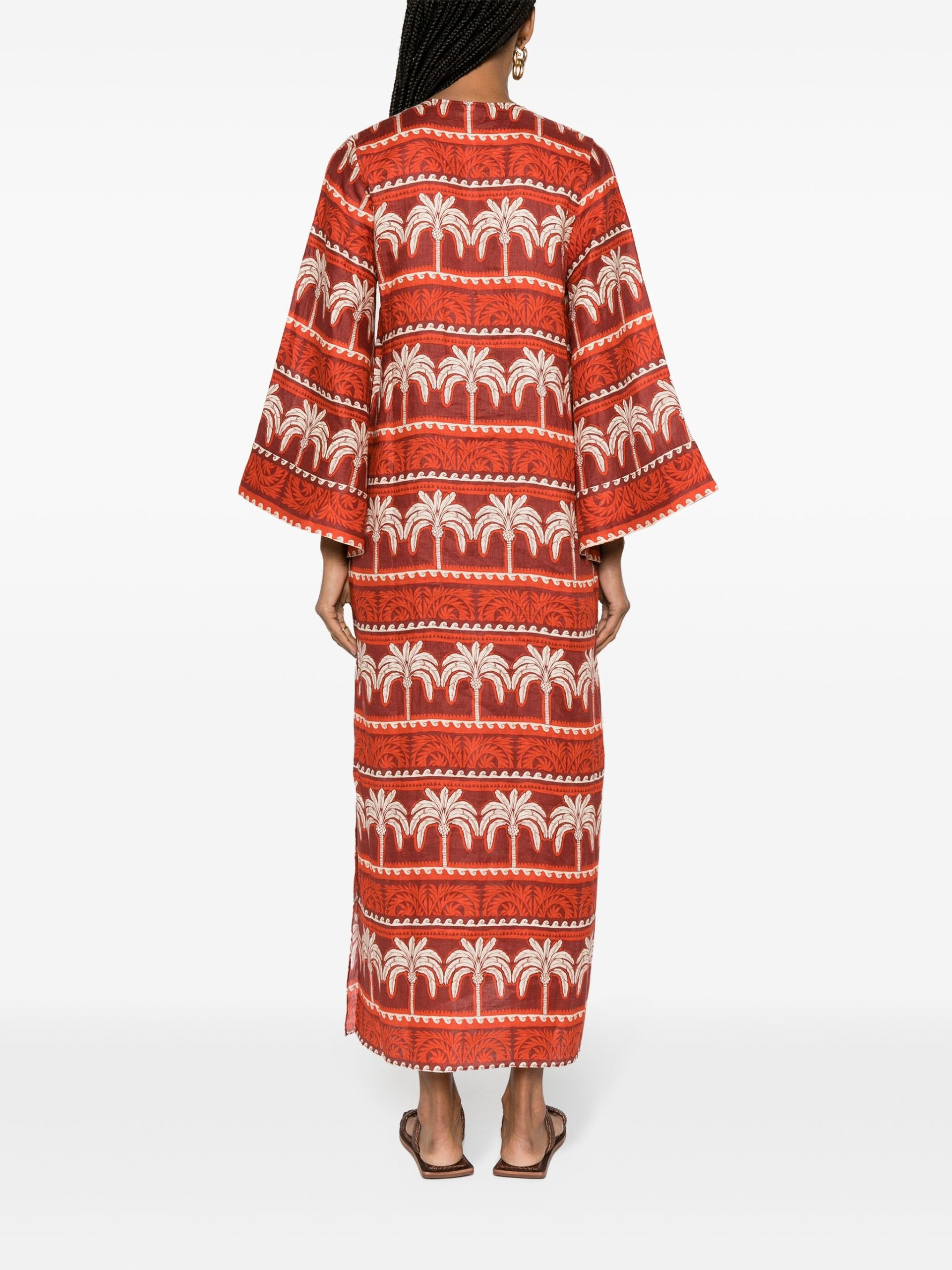 Red Wild Savannah linen dress - 4