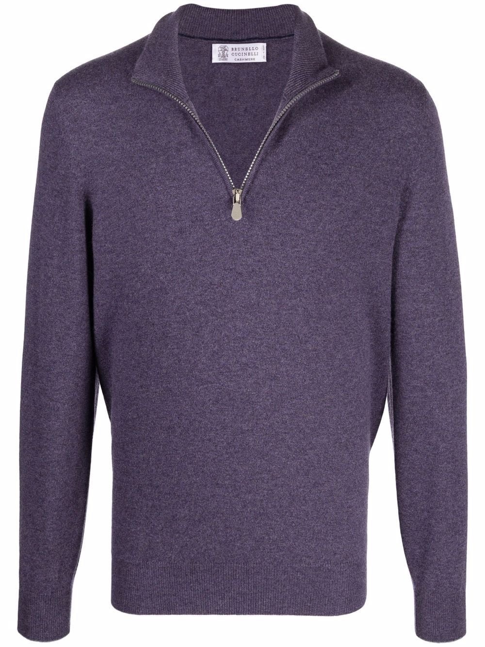 short-zip pullover cashmere jumper - 1