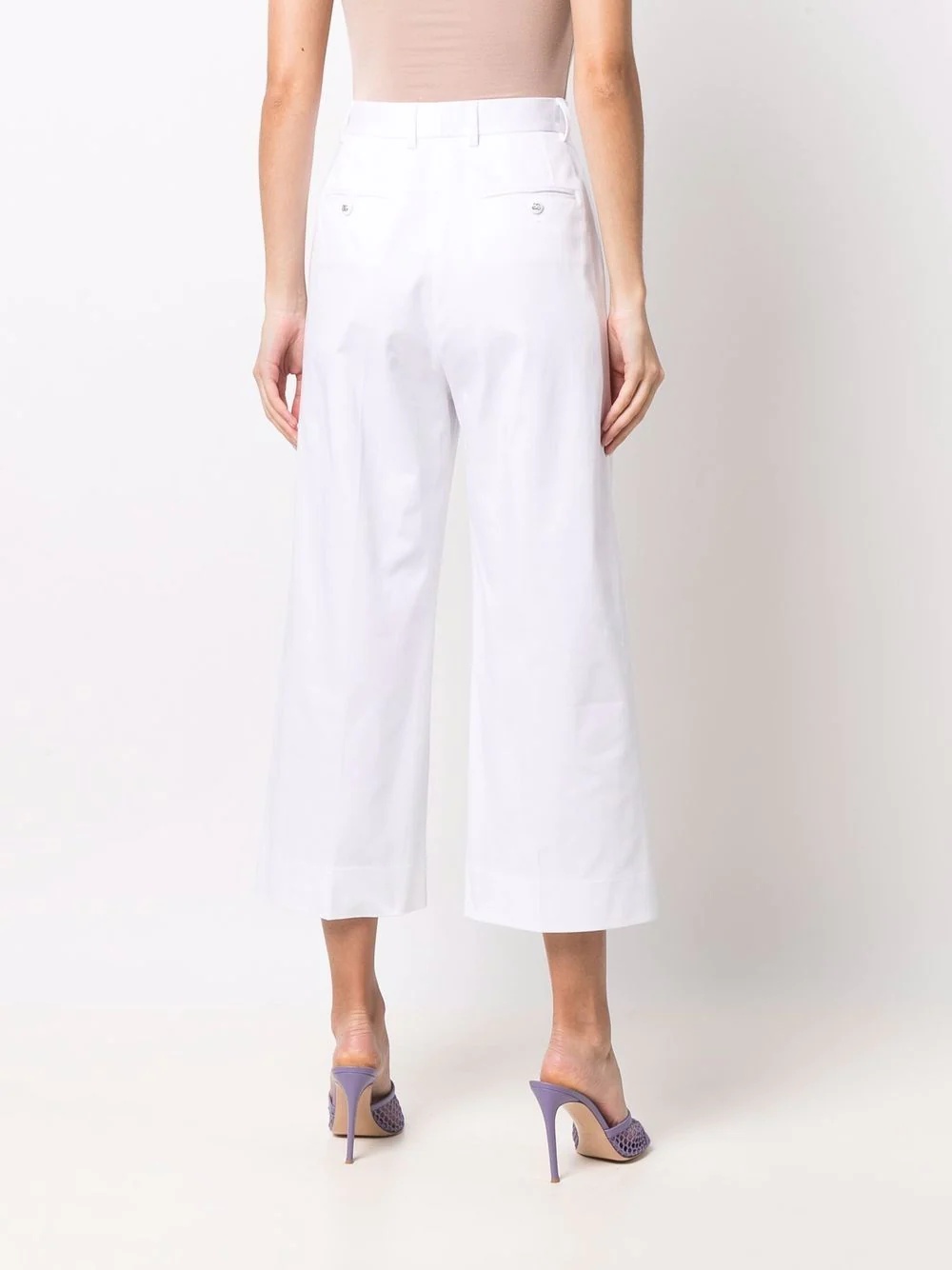logo-buttons wide leg cropped trousers - 4