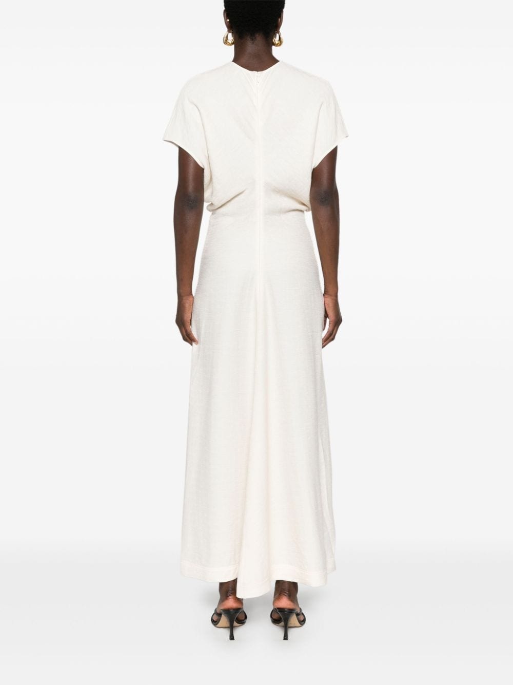 draped-detailing textured maxi dress - 4