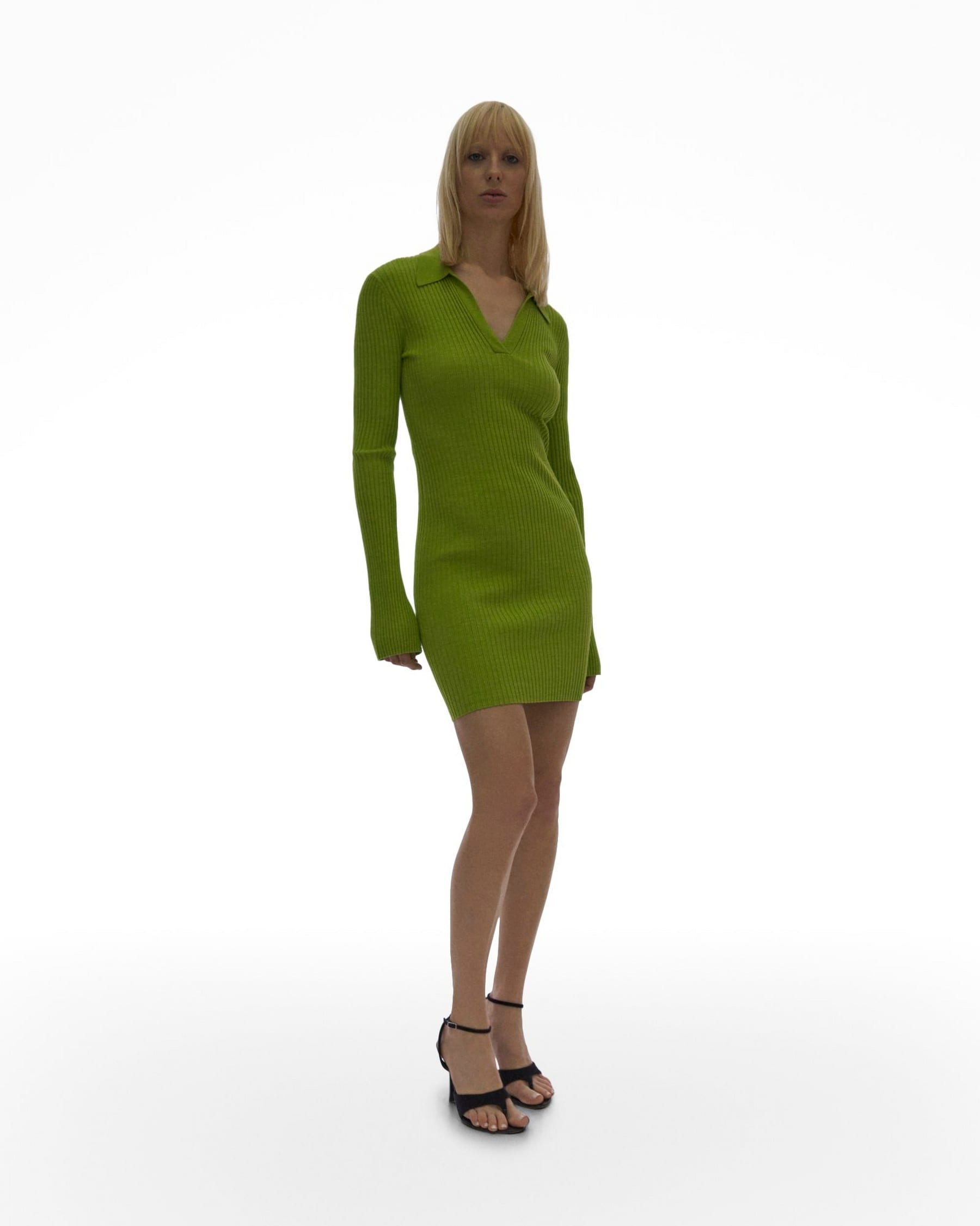 MARL KNIT POLO DRESS - 5