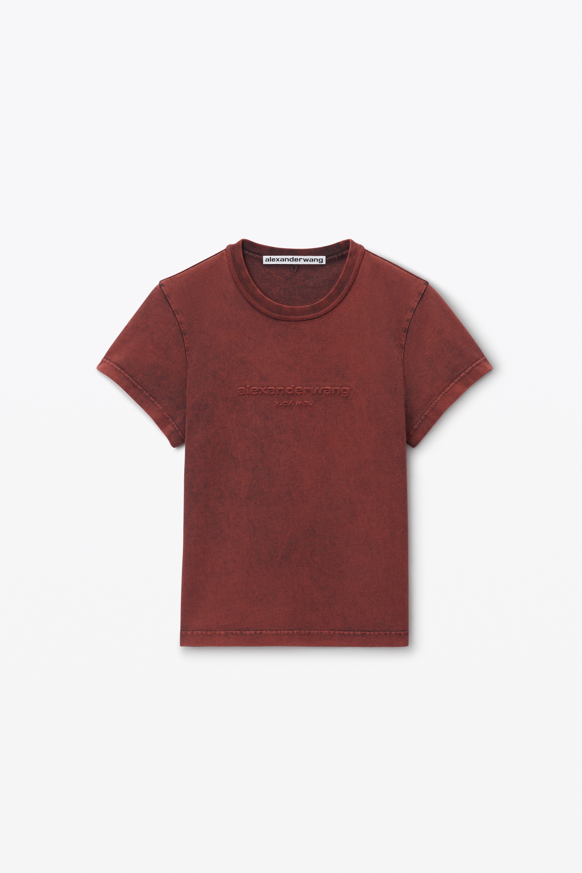 shrunken logo embossed tee in cotton - 1