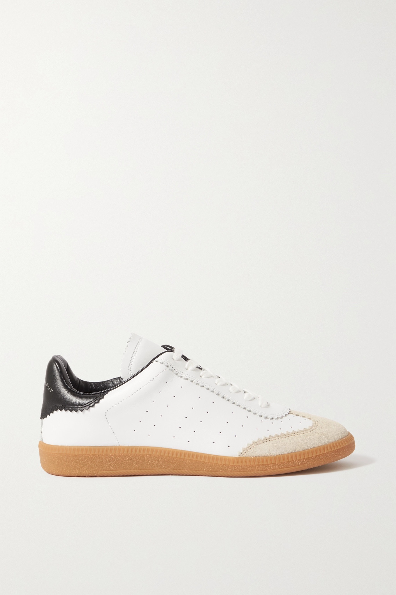 Bryce suede-trimmed perforated leather sneakers - 1