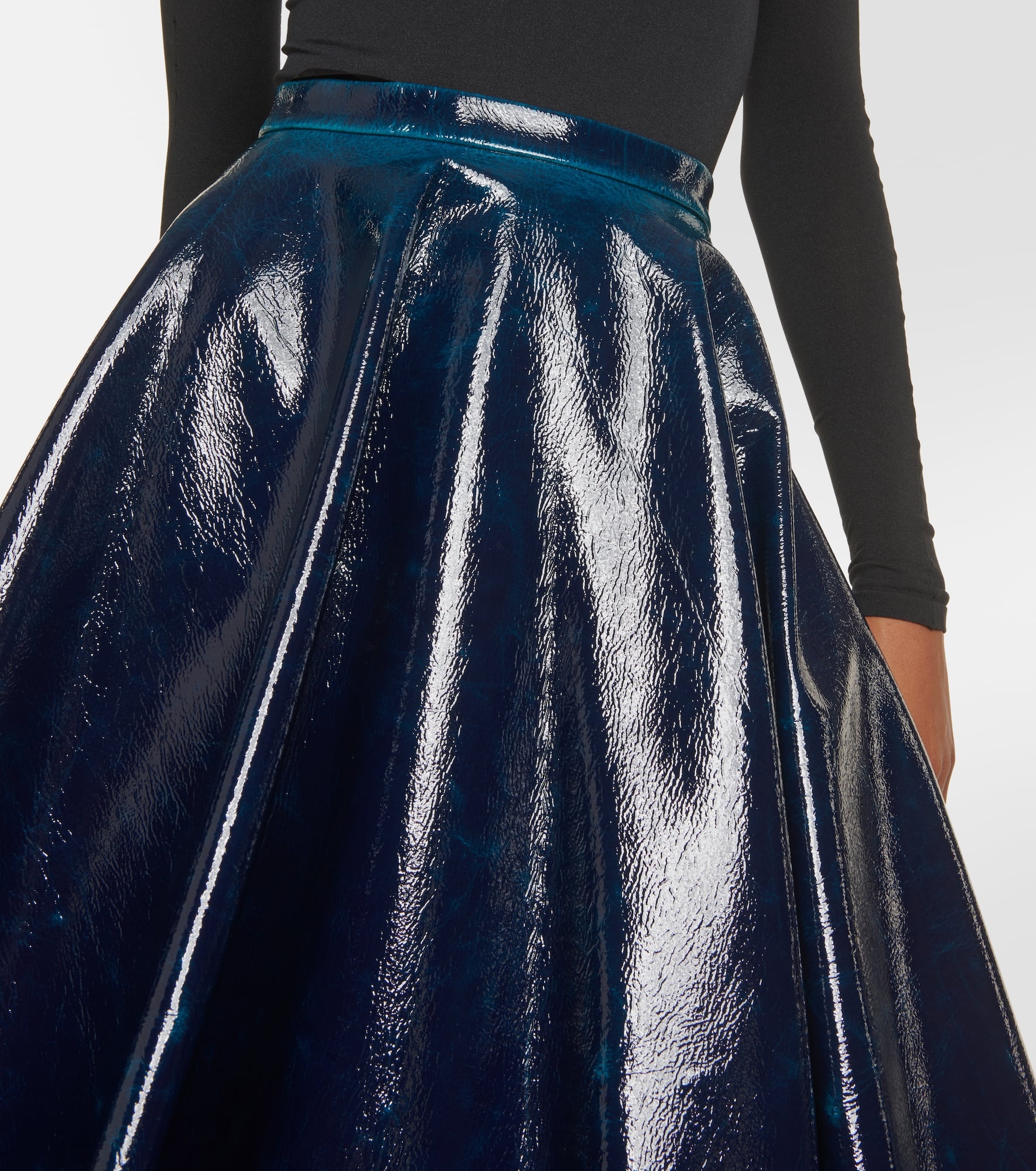 Coated wool-blend midi skirt - 4