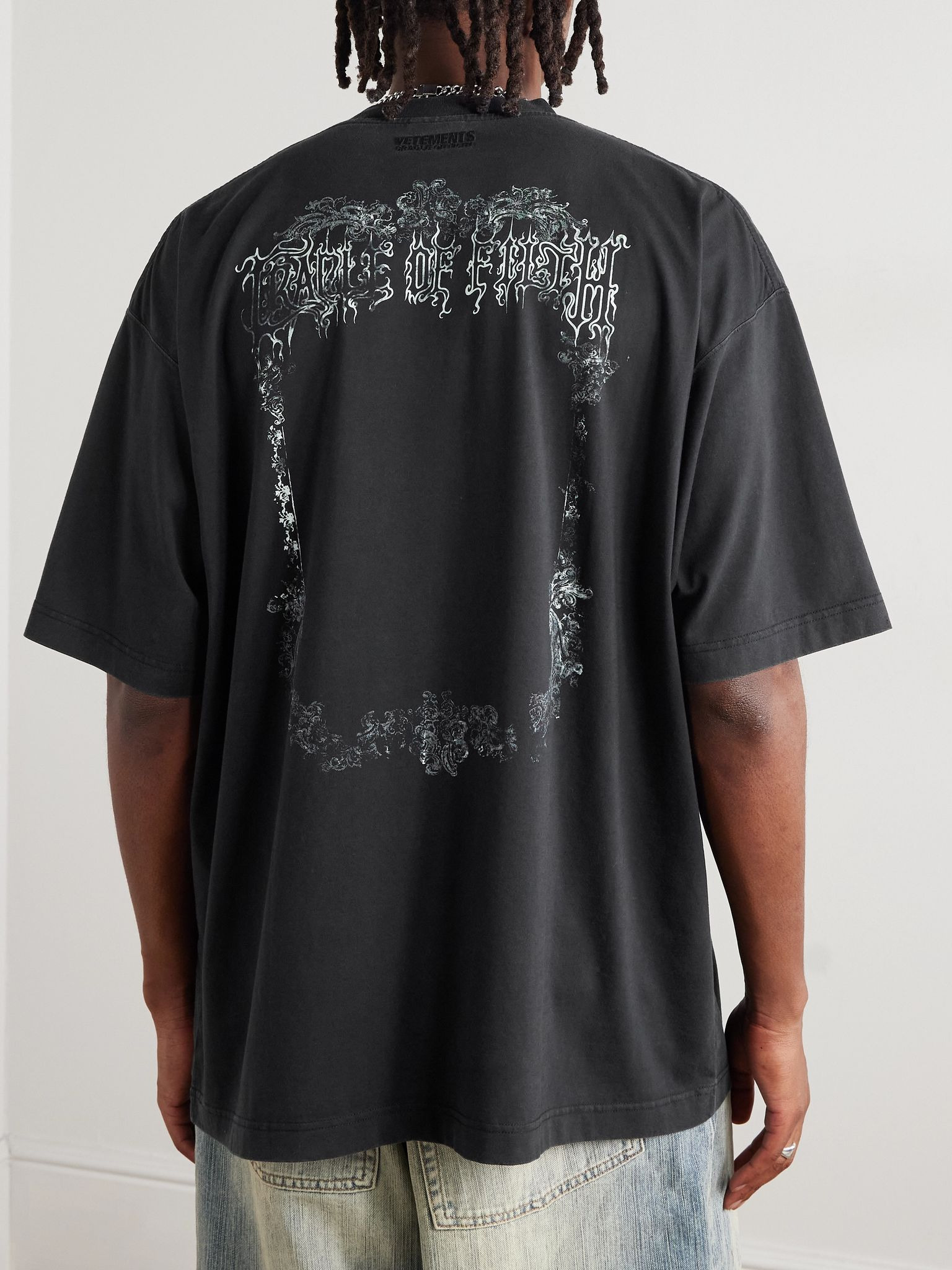 + Crade of Filth Oversized Printed Cotton-Jersey T-Shirt Black - 3