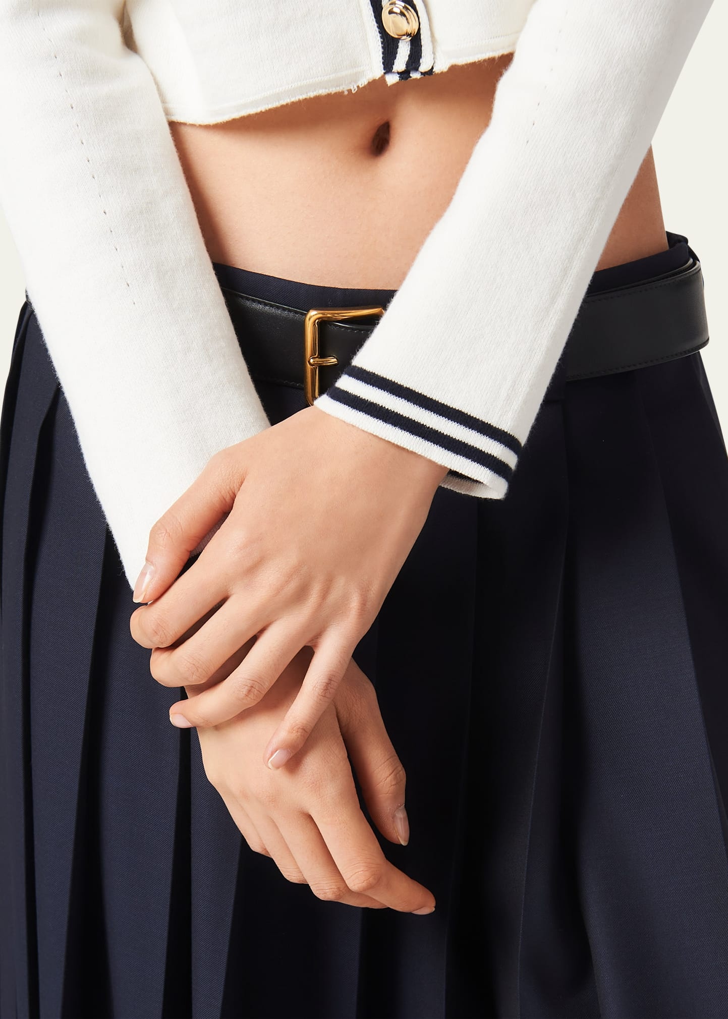 Piped Sailor Collar Cropped Cardigan - 4