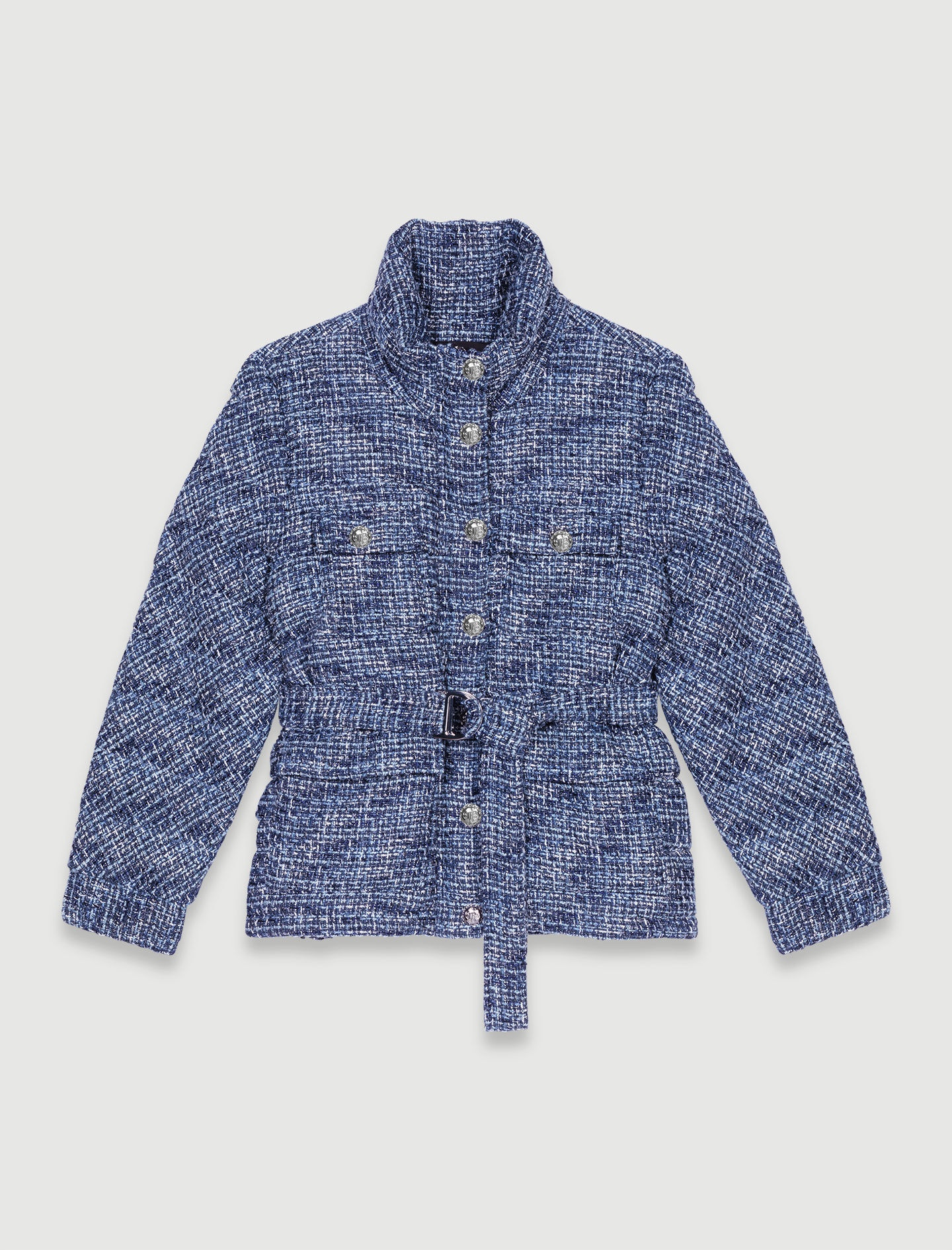 Quilted tweed puffer jacket - 1