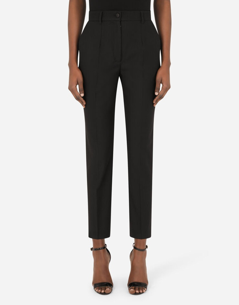 High-waisted floral jacquard pants 1