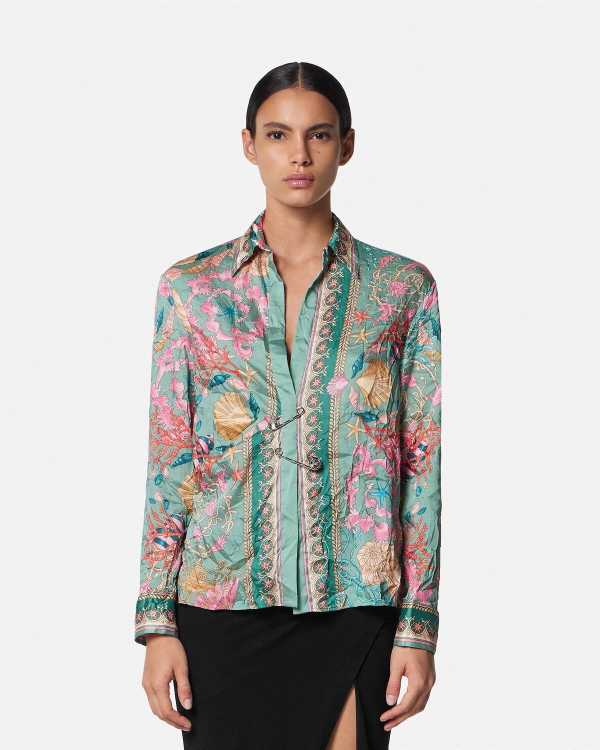 Safety Pin Underwater Barocco Draped Shirt - 4