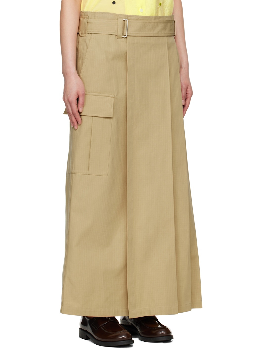 Beige Kenzo Paris Cargo Cotton Ripstop Maxi Skirt - 2