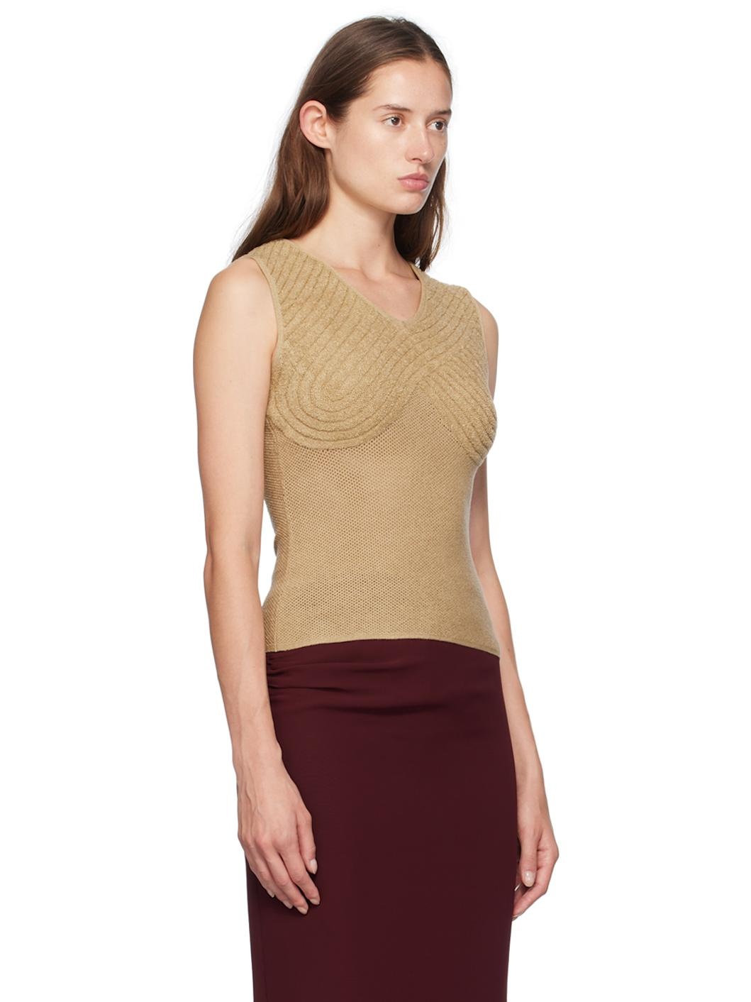 Beige Sweetheart V-Neck Tank Top - 2