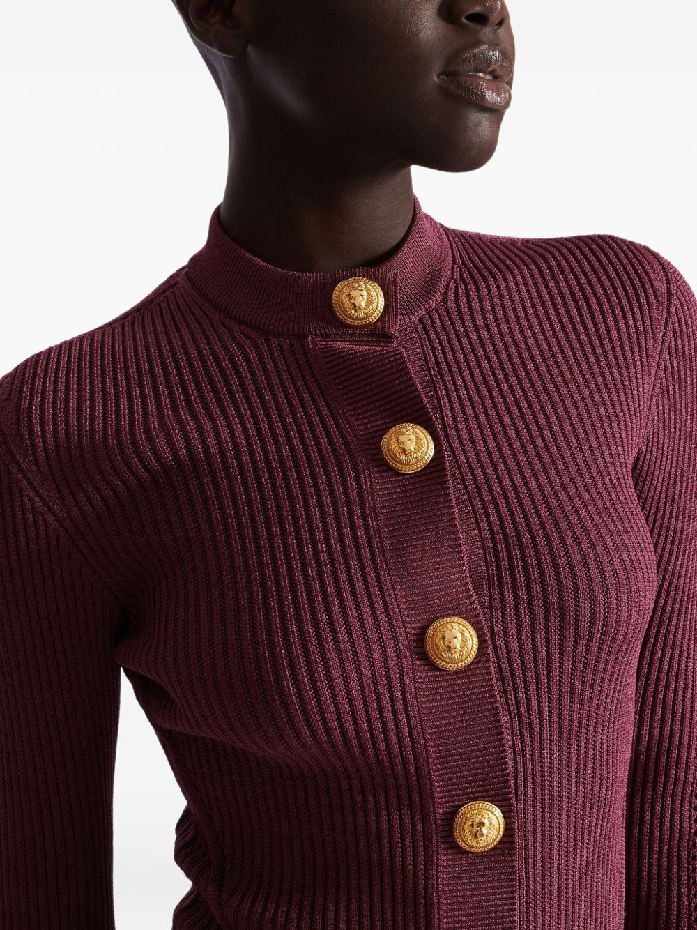 ribbed buttoned cardigan - 5