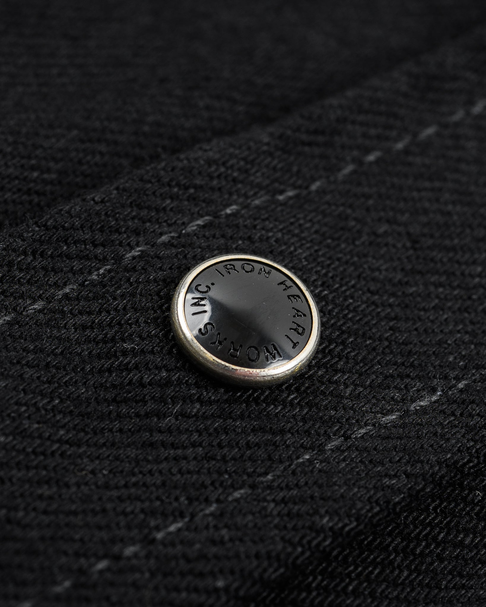 IHSH-295-BB 14oz Selvedge Denim Western Shirt - Black/Black - 15