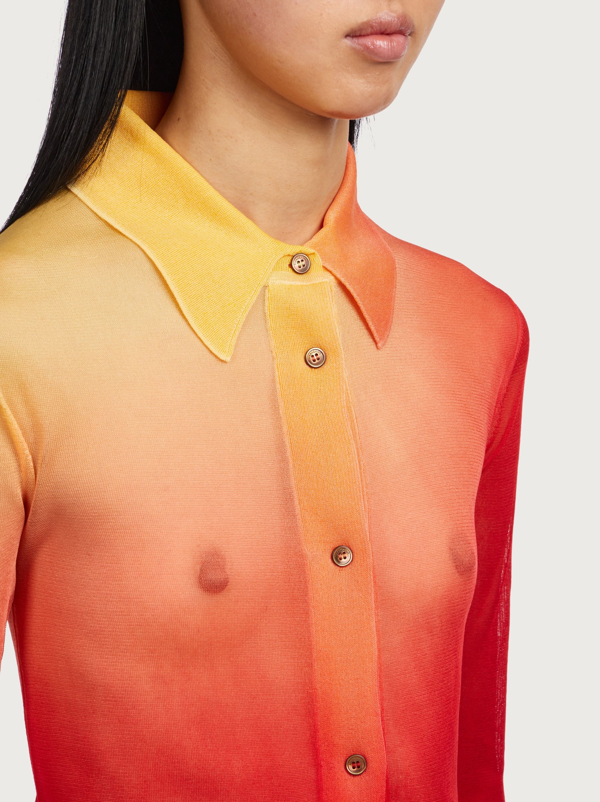 Silk jersey sunset print shirt - 4