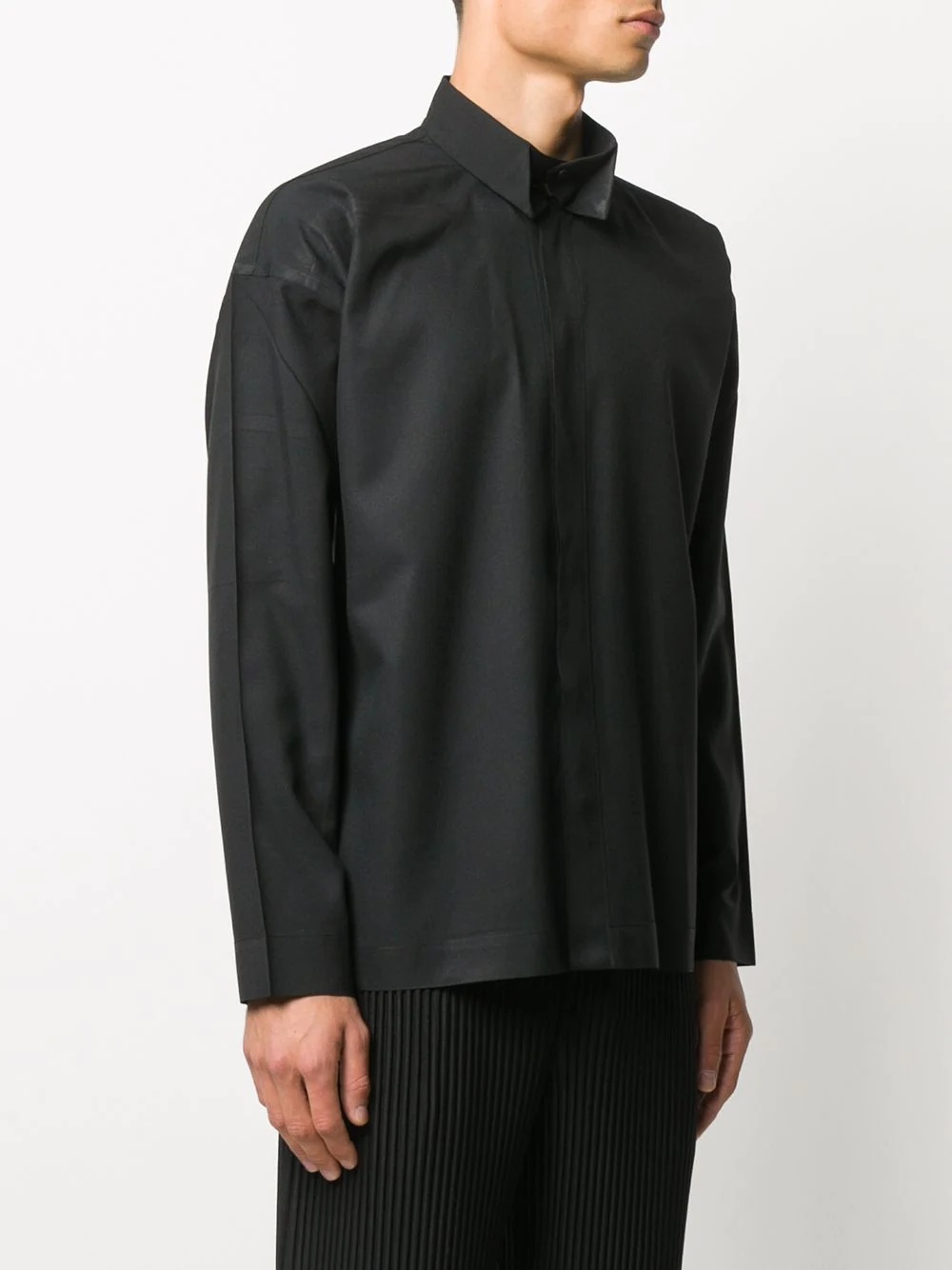 double collar long-sleeved shirt - 3