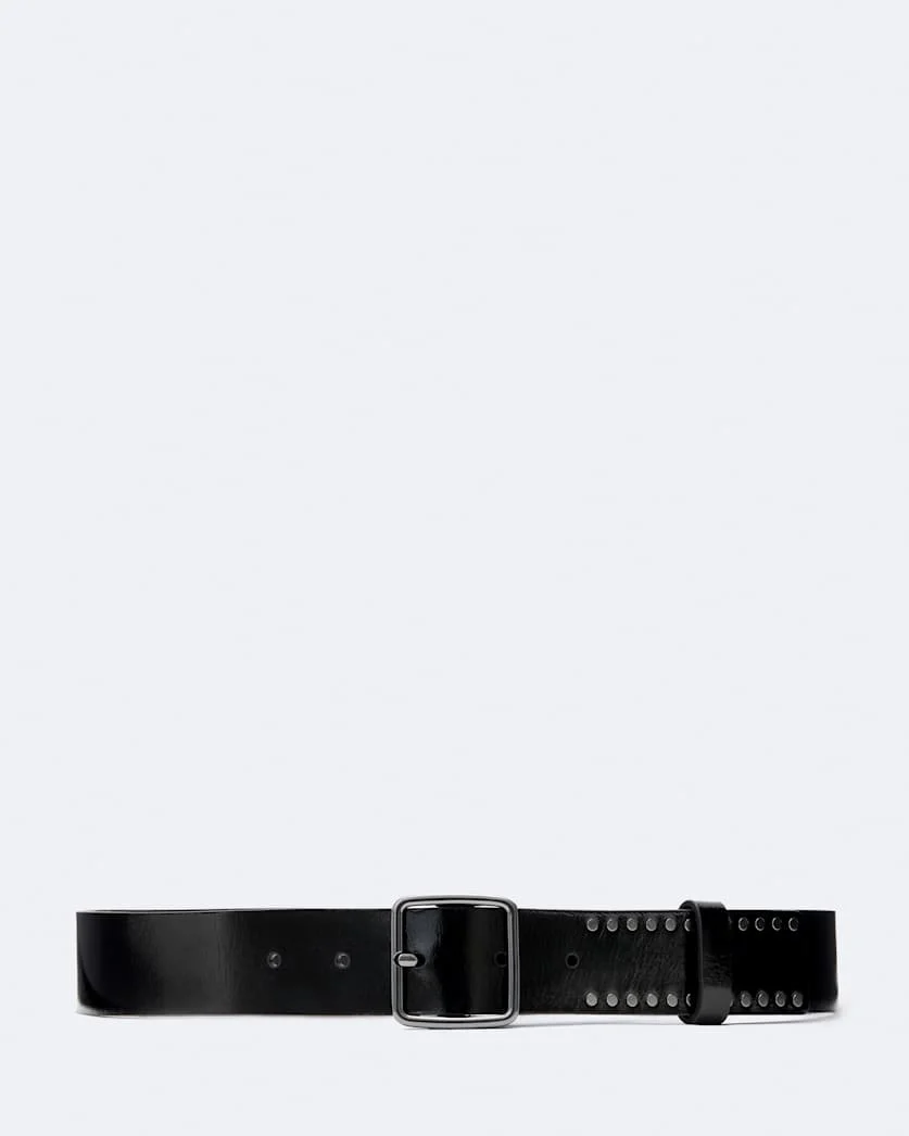 WYATT BAR-BUCKLE STUDDED LEATHER BELT - 1