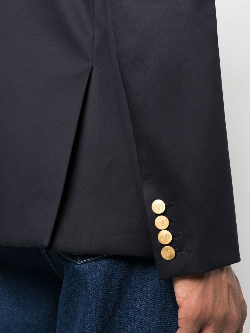 double-breasted cotton blazer - 5