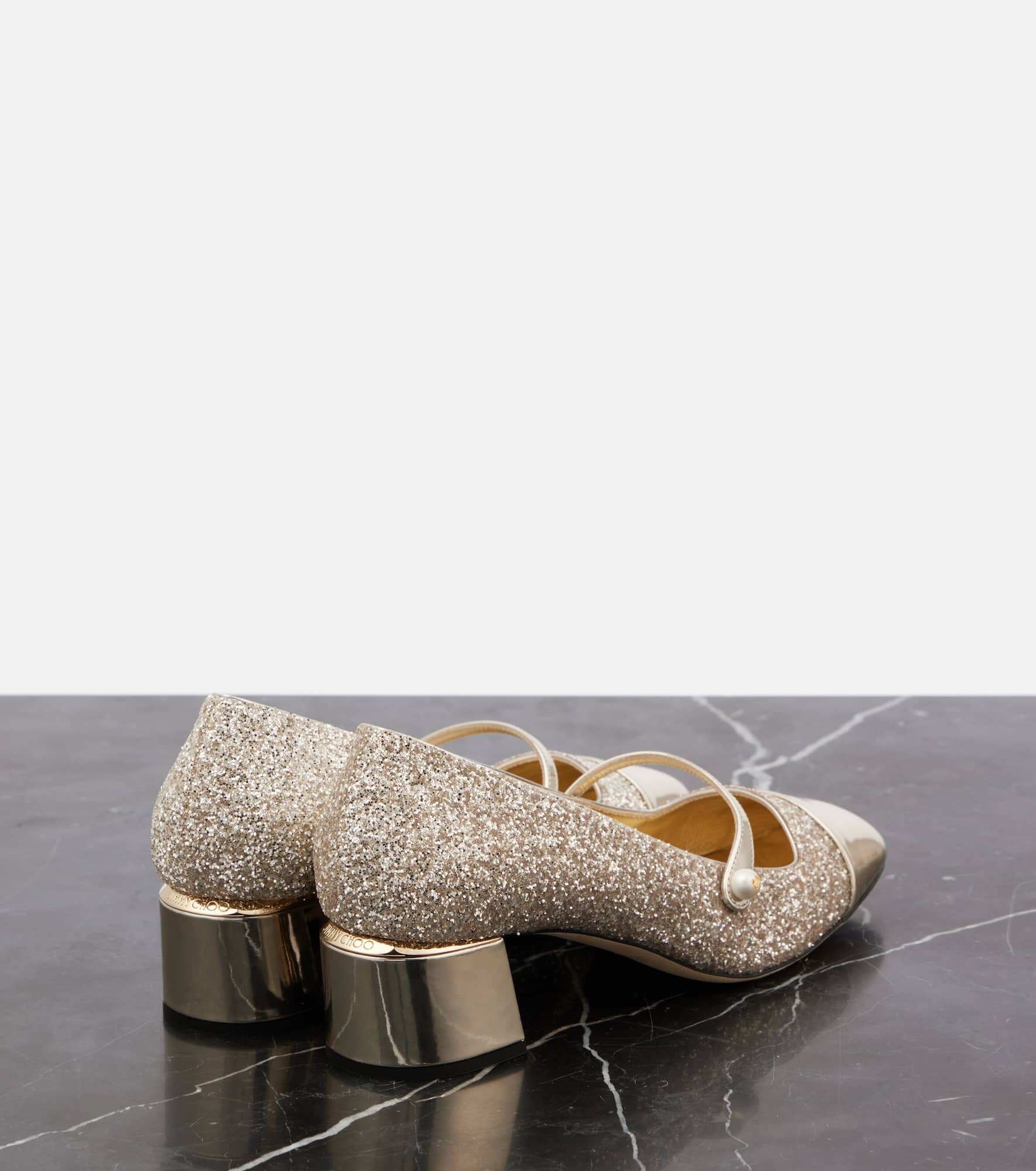 Elisa 45 glitter and leather pumps - 2