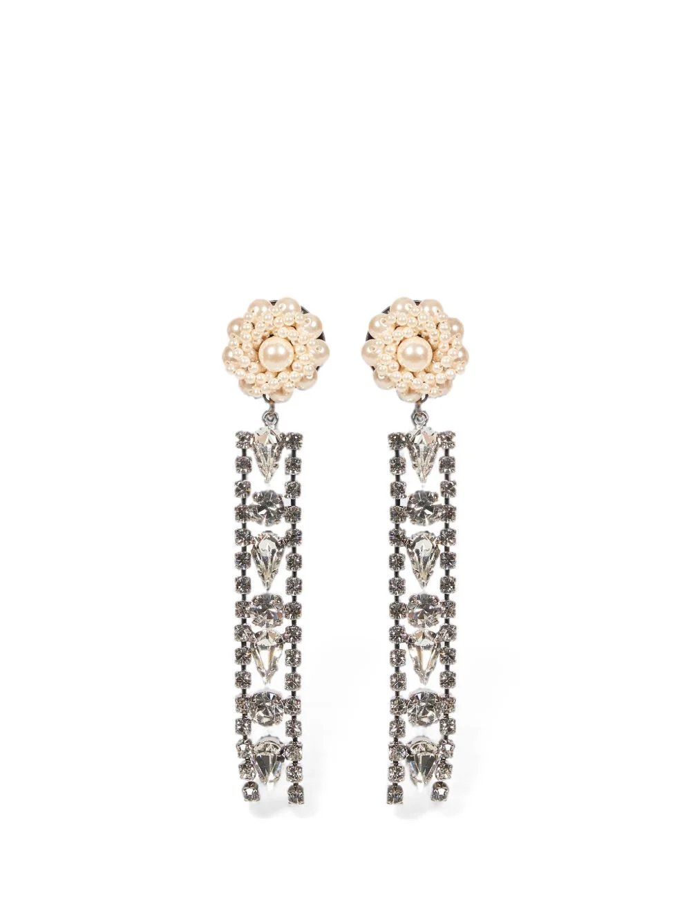 faux-pearl crystal-embellished earrings - 1