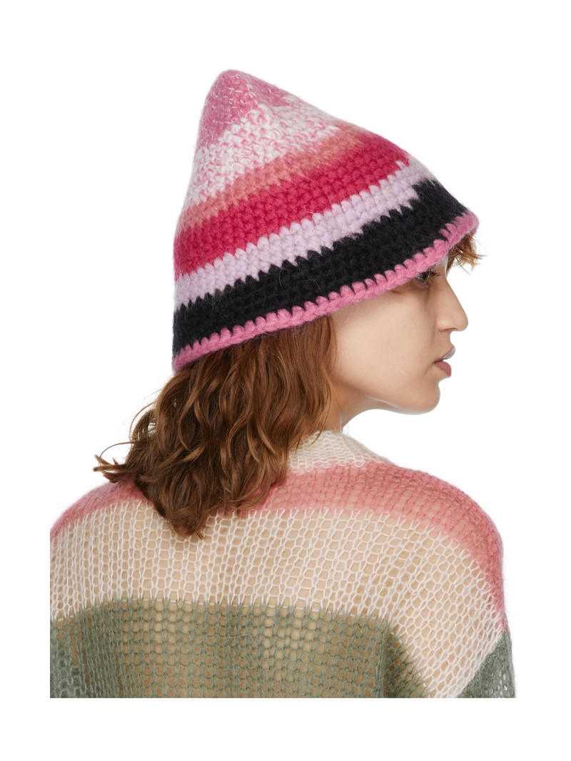 Pink Knit Mohair Bucket Hat 3