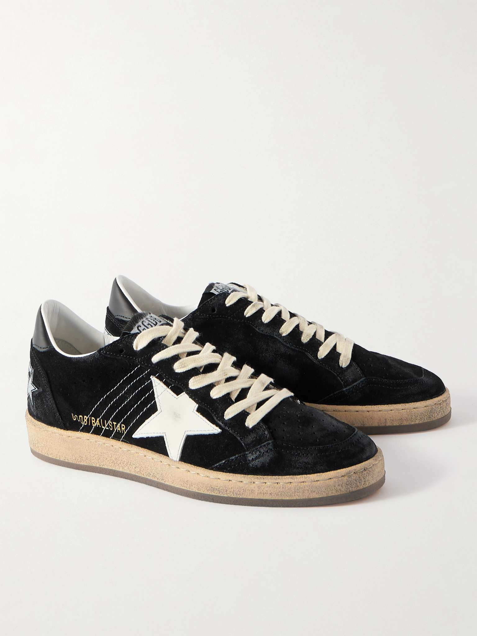 Ball Star Distressed Suede and Leather Sneakers - 4