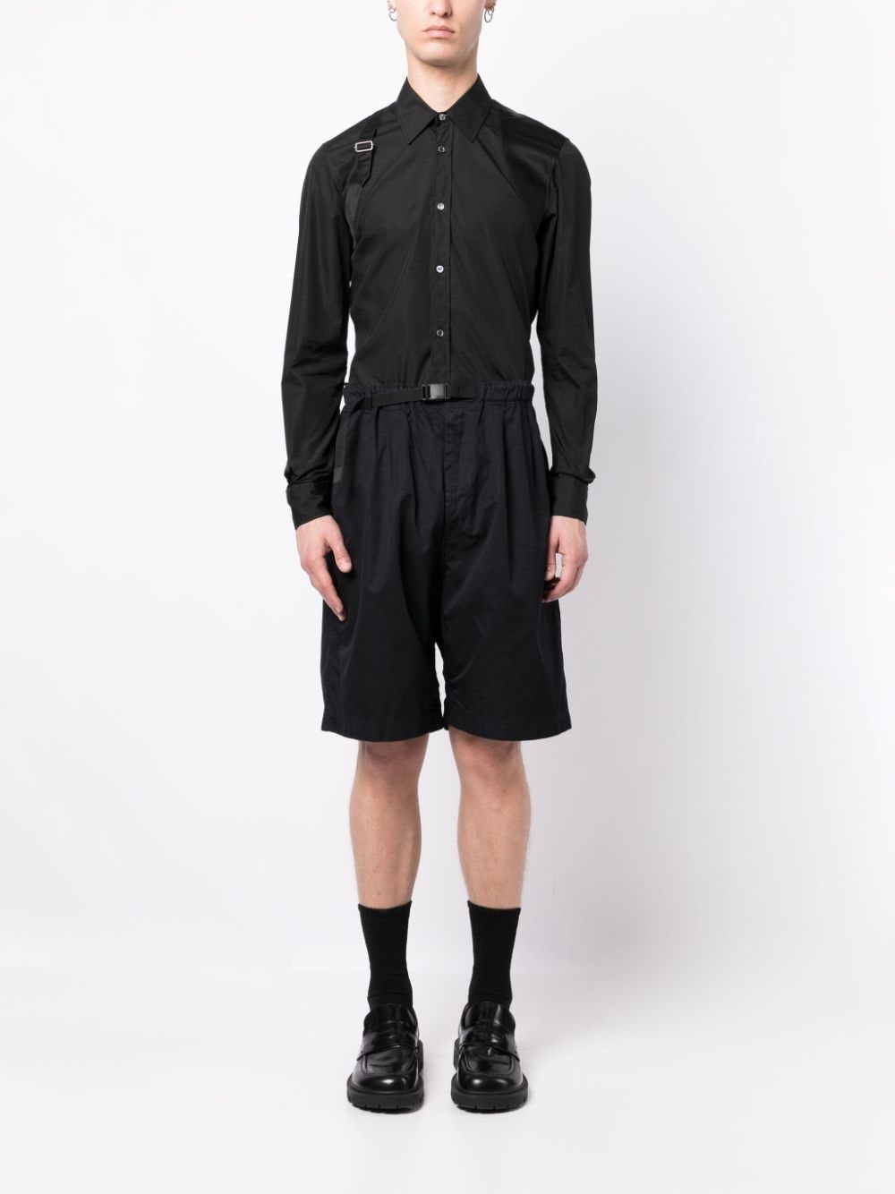 pleat-detail cotton shorts - 2