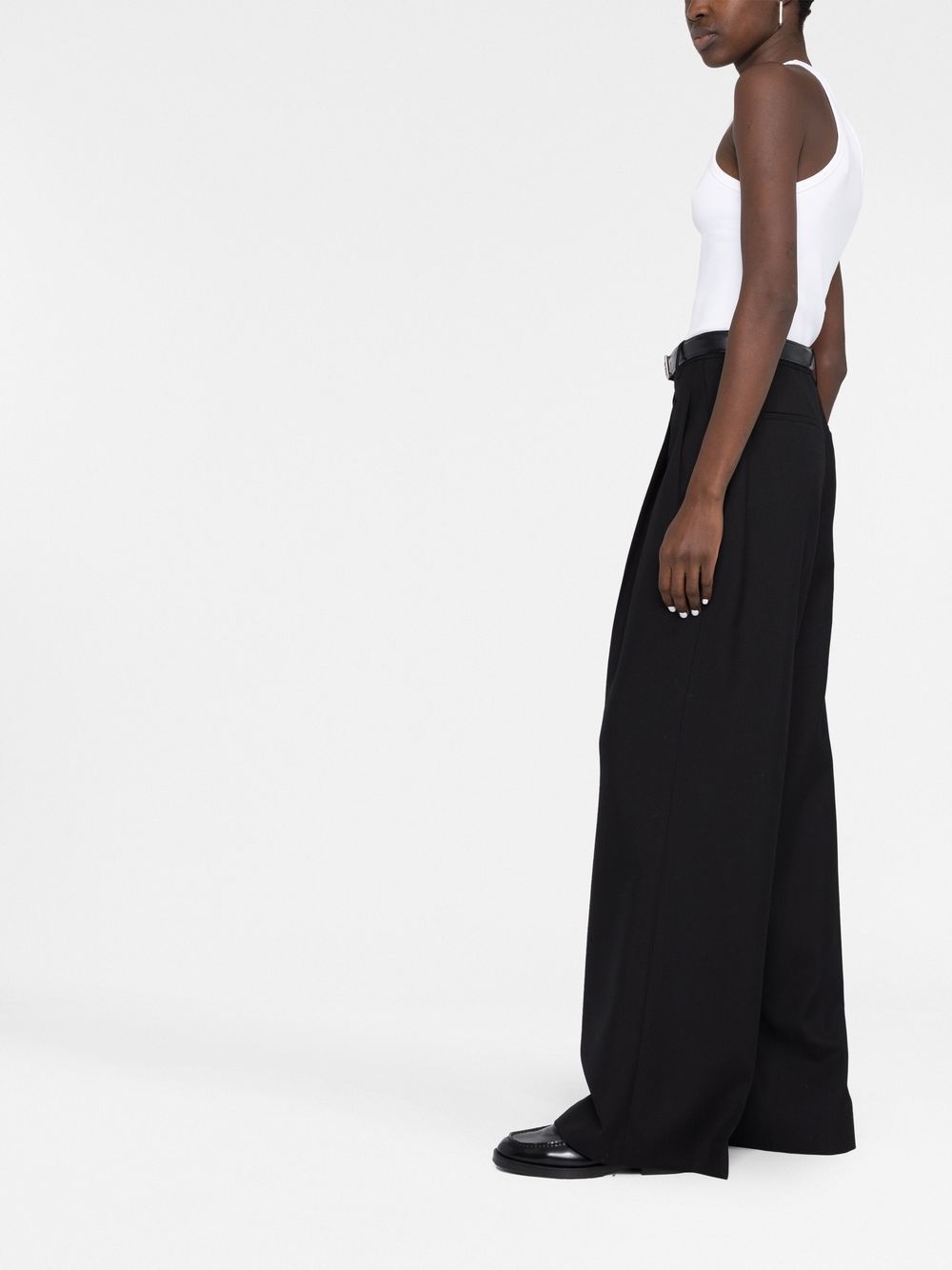 pleated wide-leg wool trousers - 6