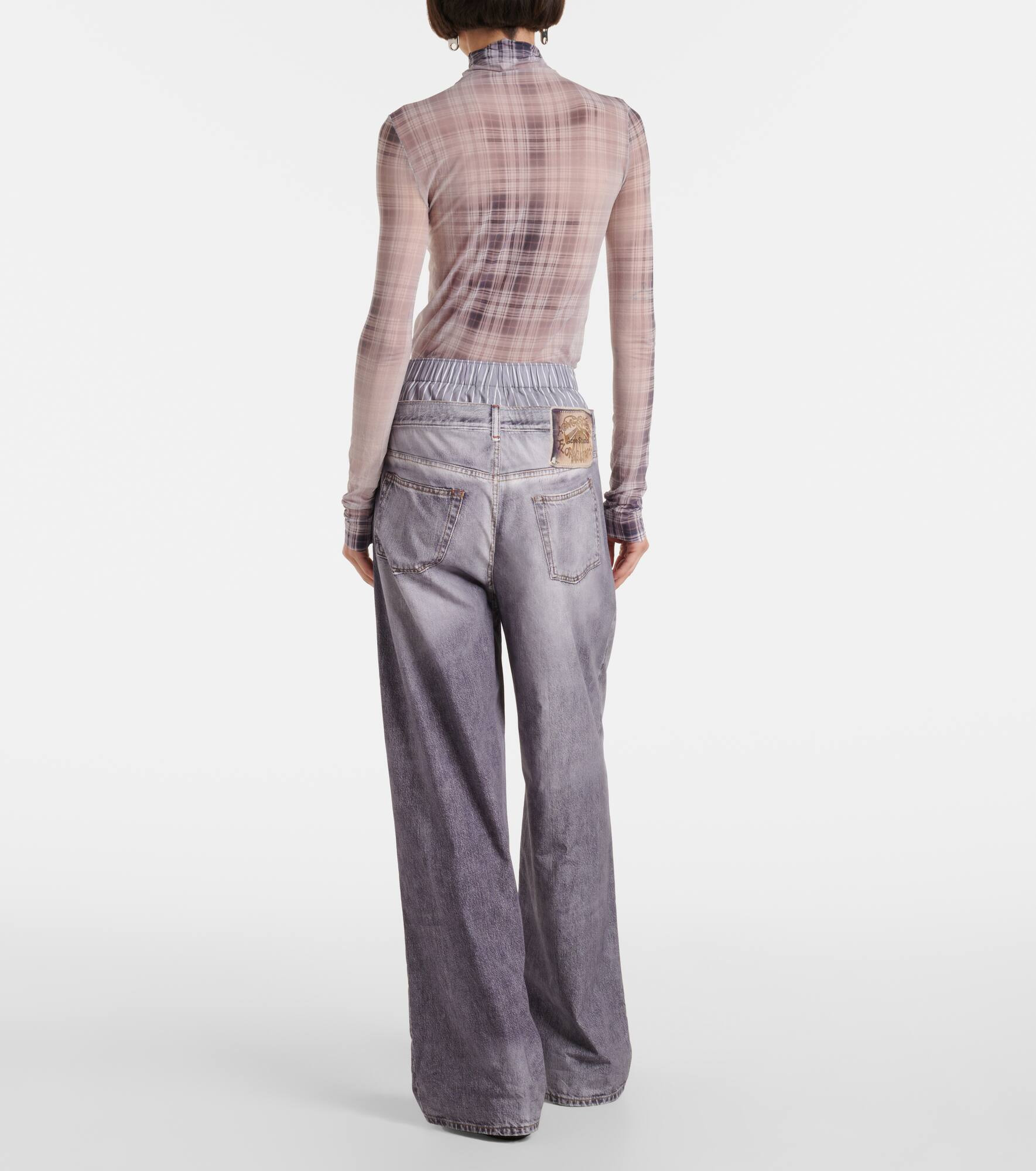 Printed cotton poplin wide-leg pants - 3