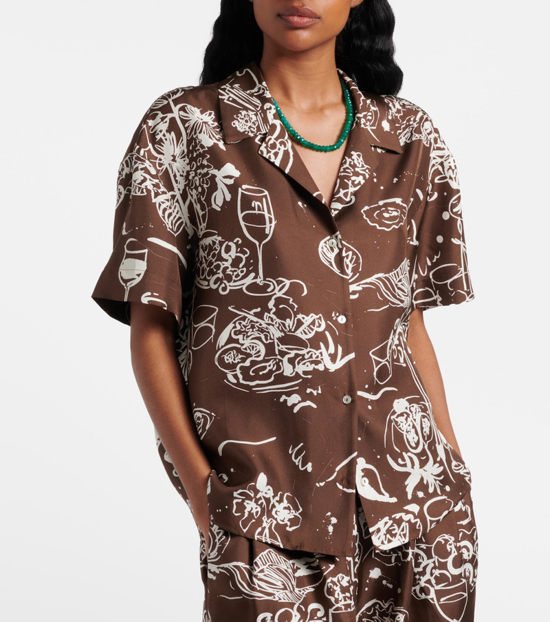 ASCENO Prague printed silk twill bowling shirt outlook