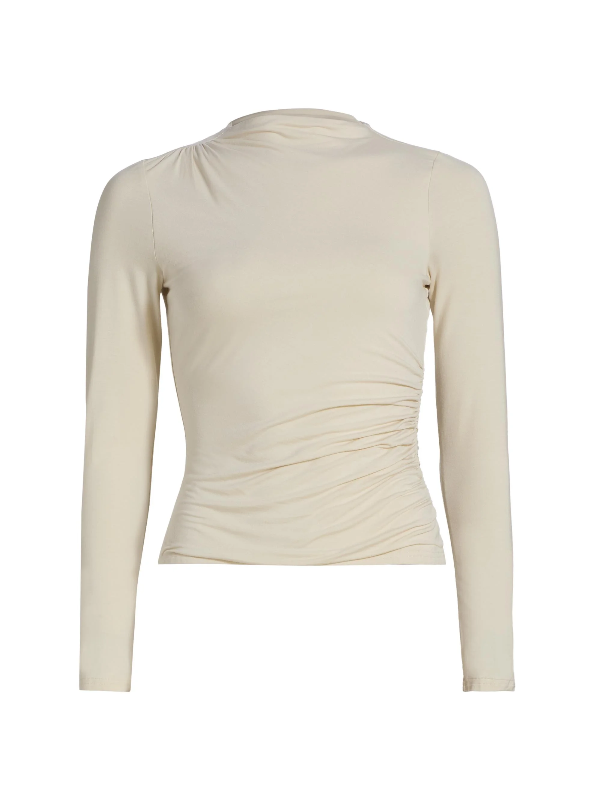 Women's Joelle Fitted Ruched Long-Sleeve Top - Ivory - 1