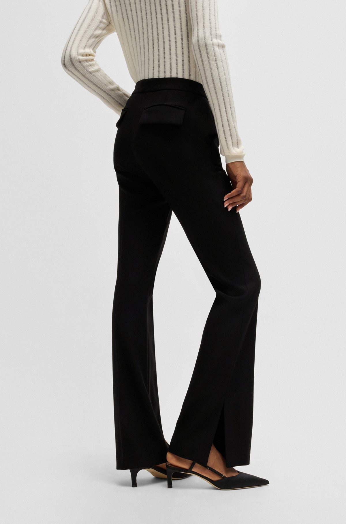 HIGH-WAISTED SLIM-FIT TROUSERS WITH FLARED LEG - 4