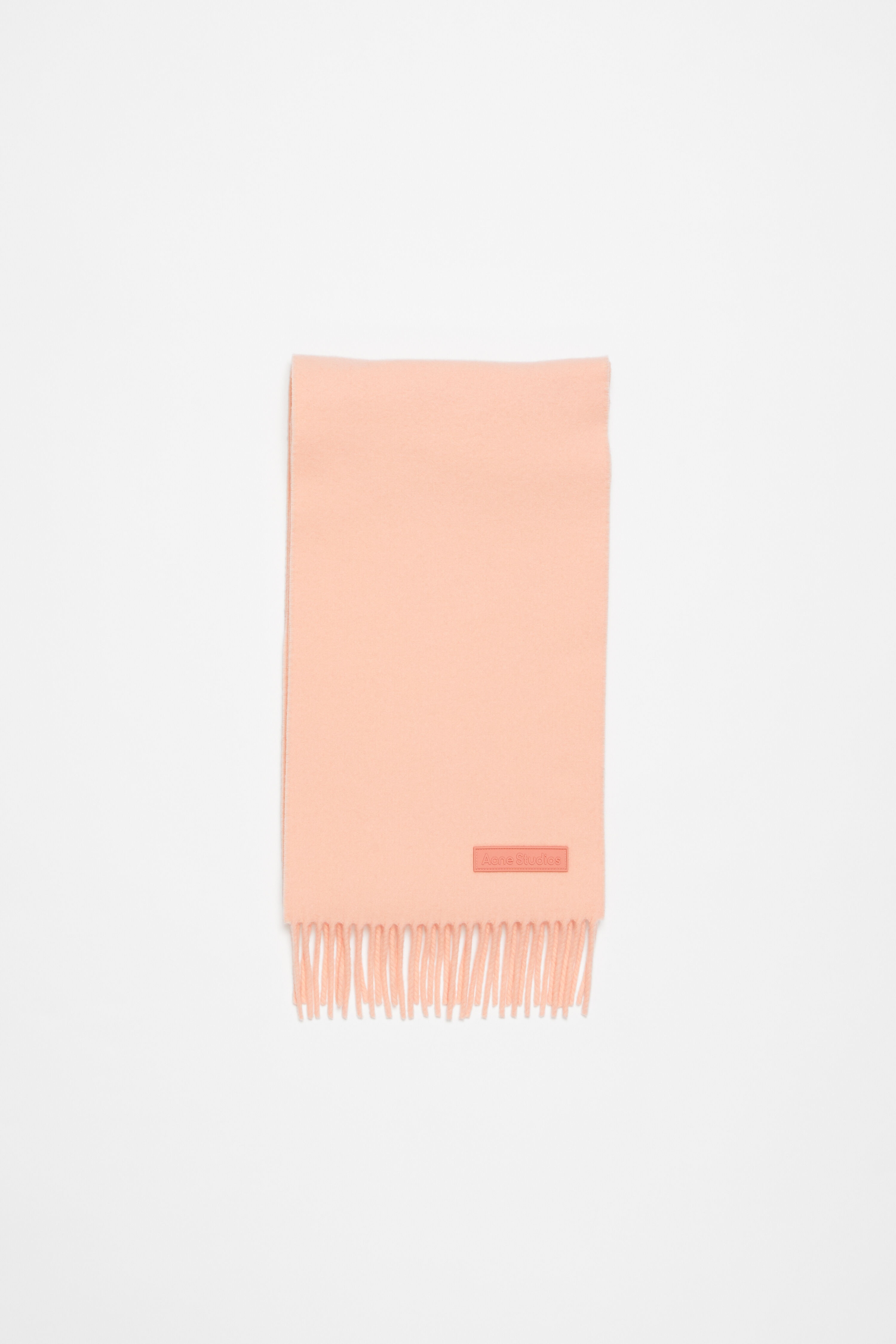 Fringe wool scarf - Narrow - Peach pink - 1
