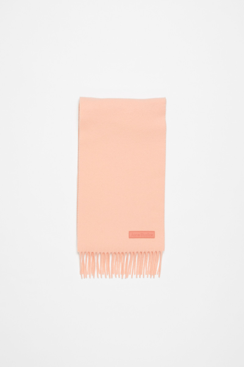 Fringe Wool scarf - 좁은 - 복숭아 분홍색 - 1