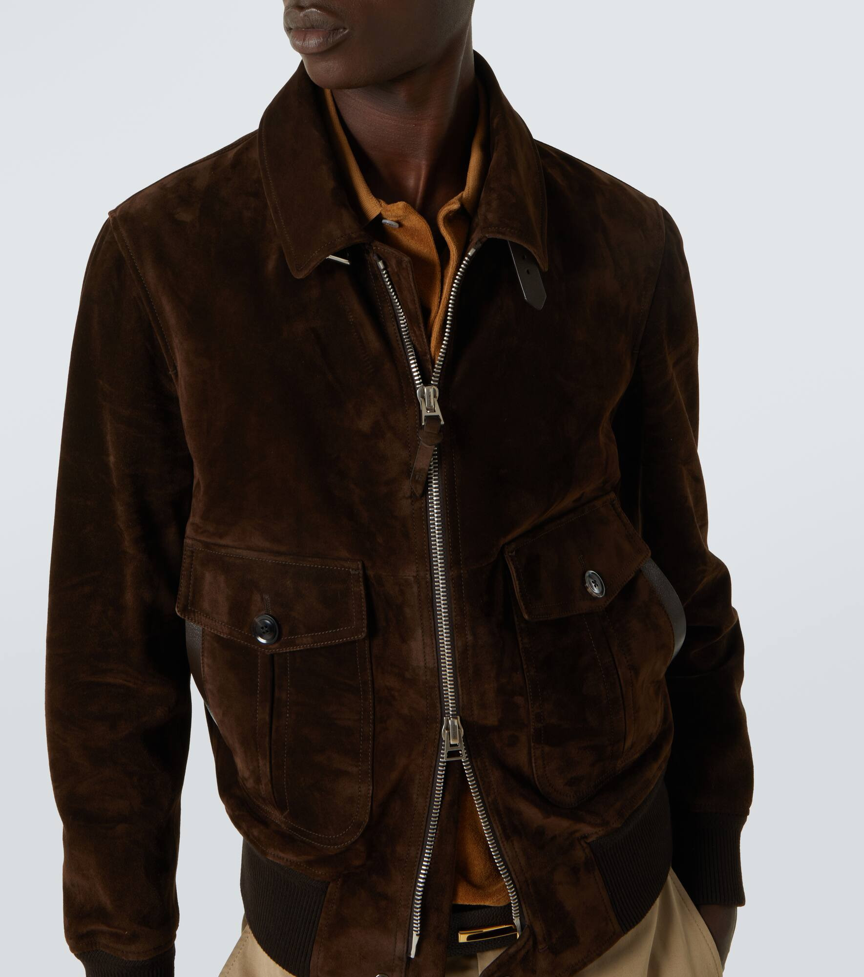 Shearling-trimmed suede blouson - 5