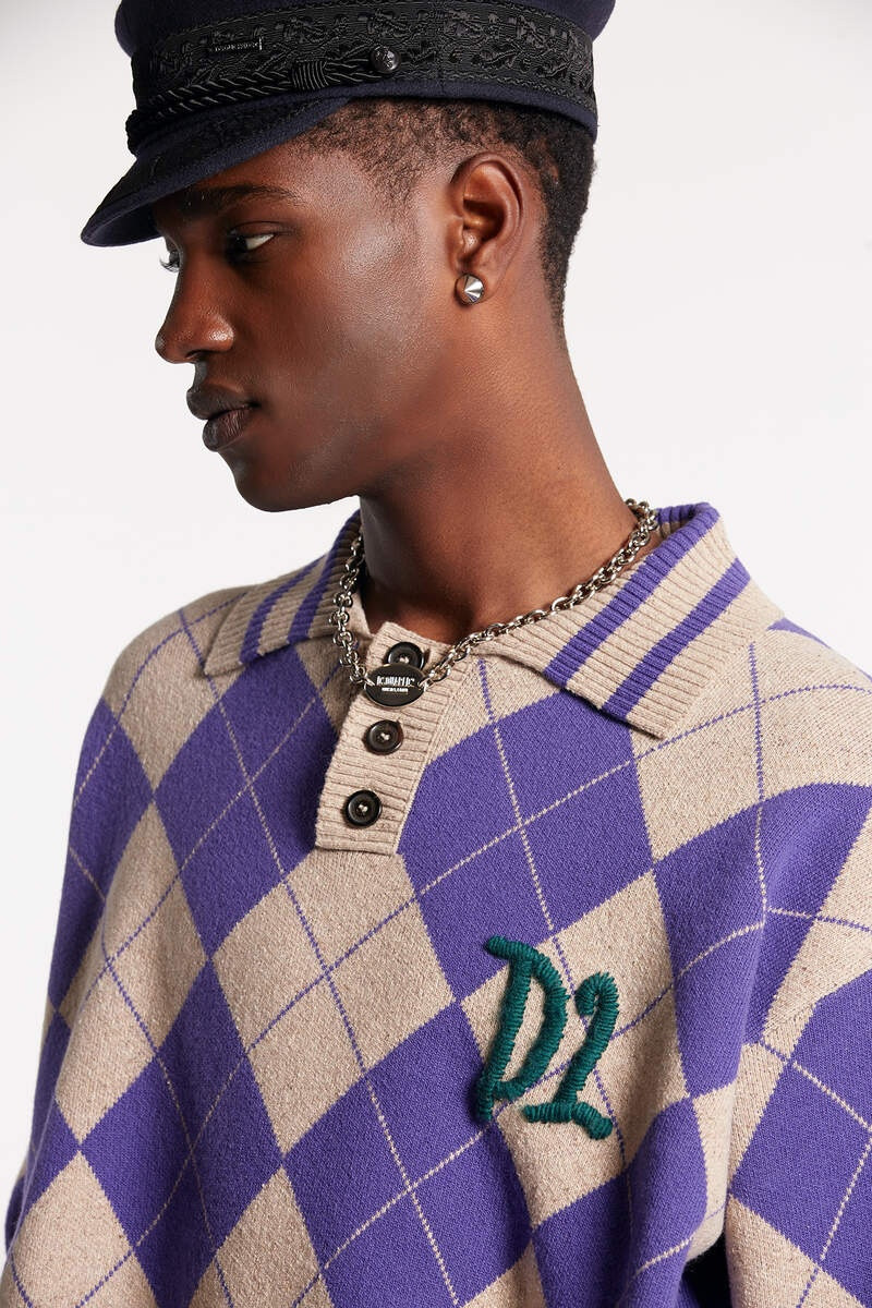 D2 ARGYLE POLO KNIT 3