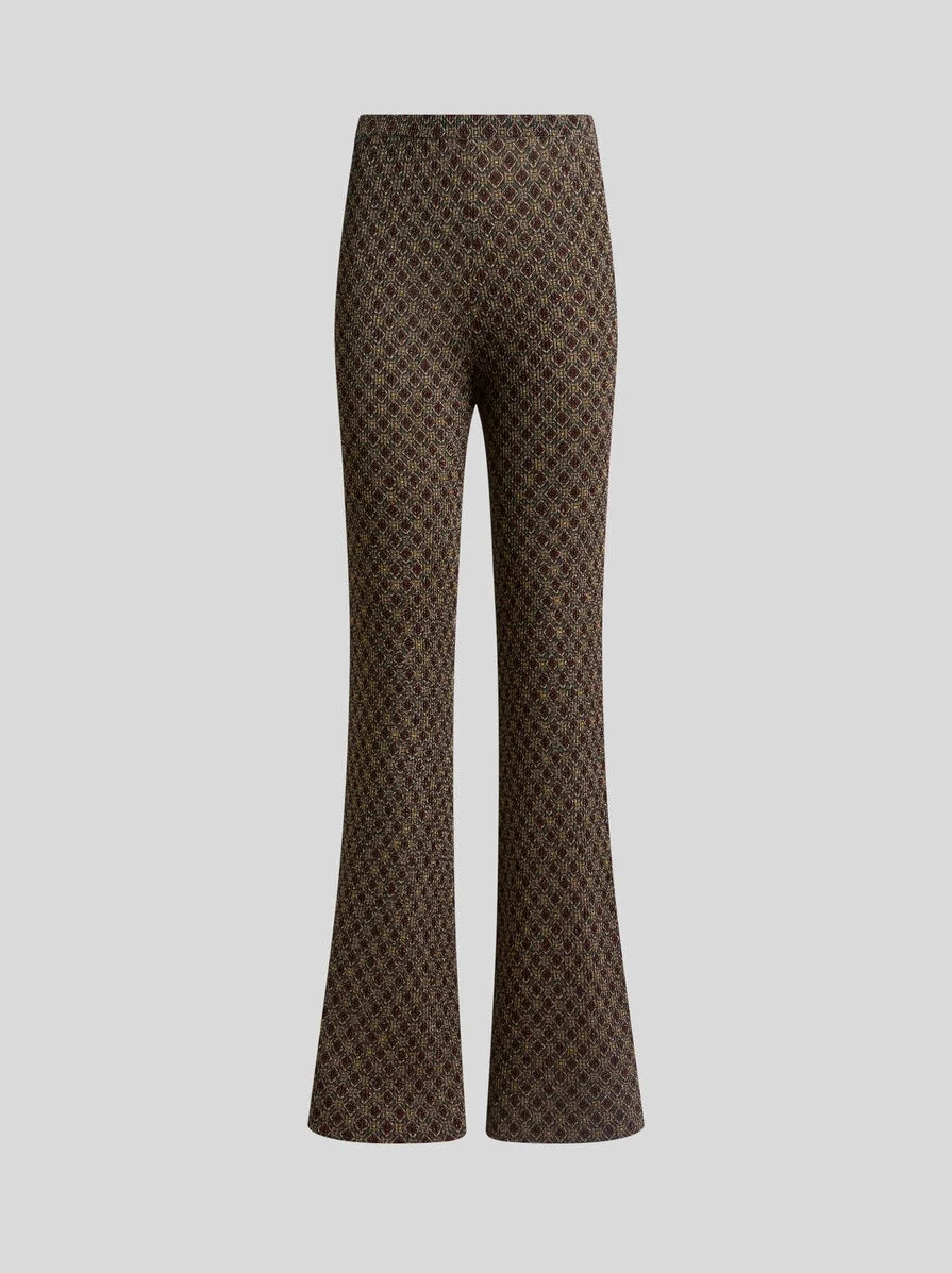FIT-AND-FLARE JACQUARD TROUSERS WITH MICRO DIAMOND MOTIF - 1