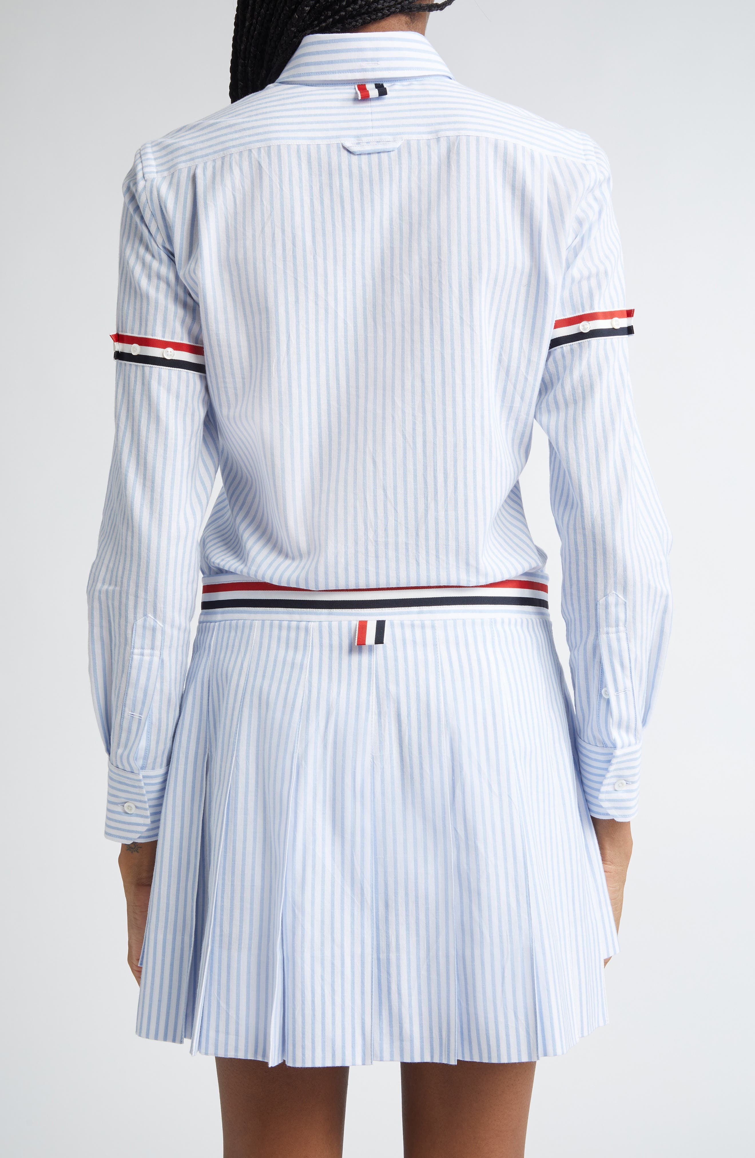 Thom Browne Classic Stripe Cotton Poplin Button-Down Shirt in Light Blue at Nordstrom - 3