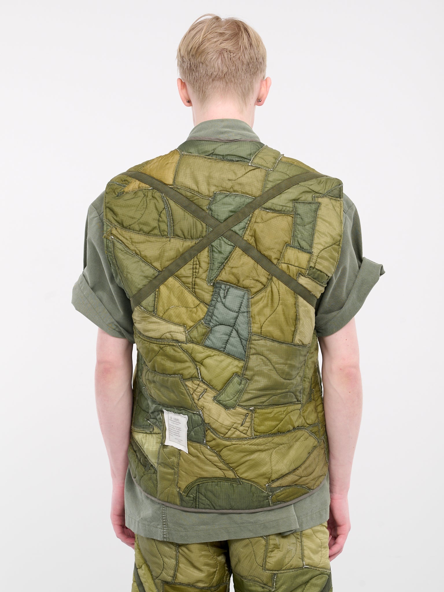 Patchwork Army Puffer Vest - 3