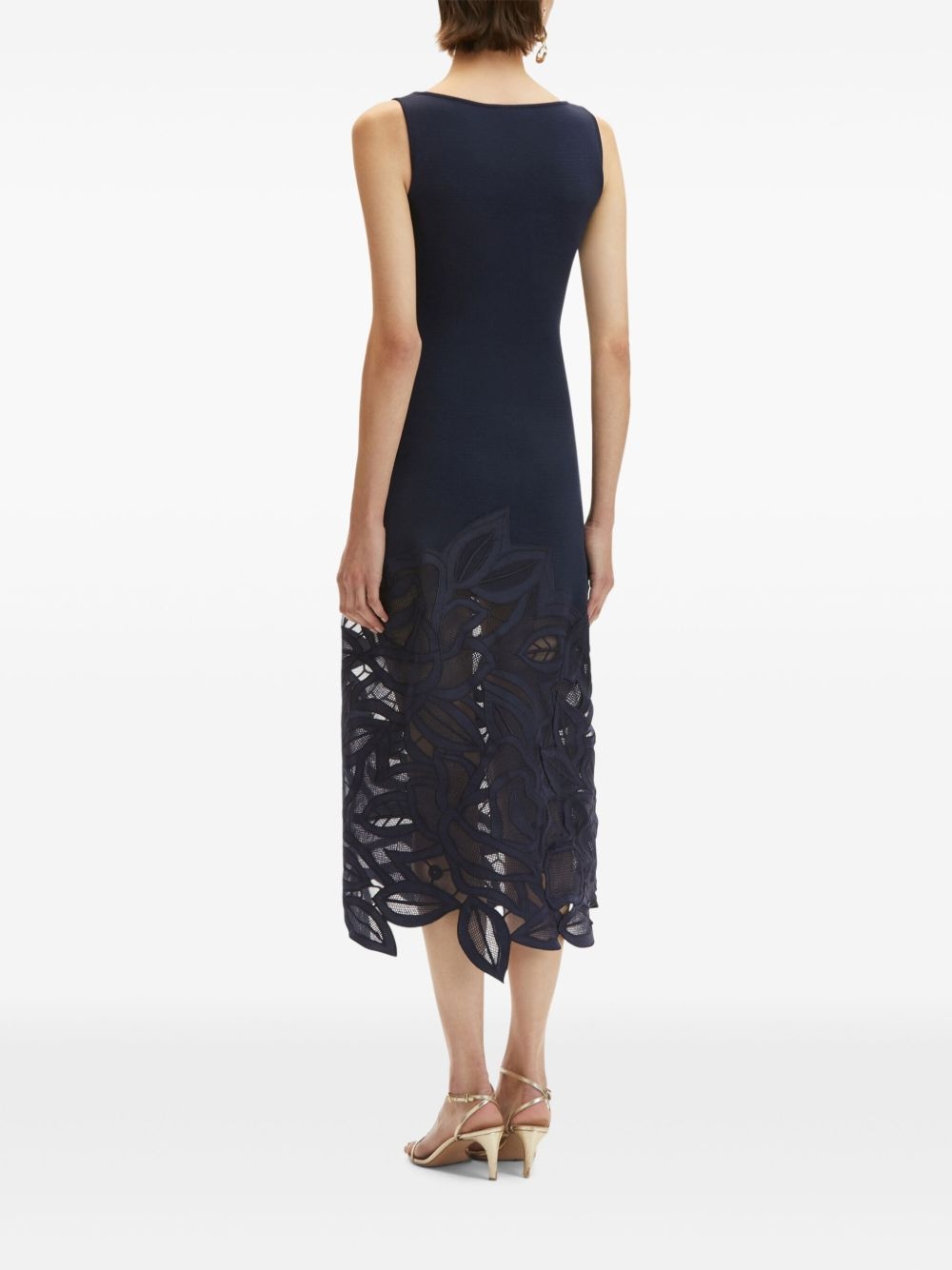 rose-appliqué knitted midi dress - 4
