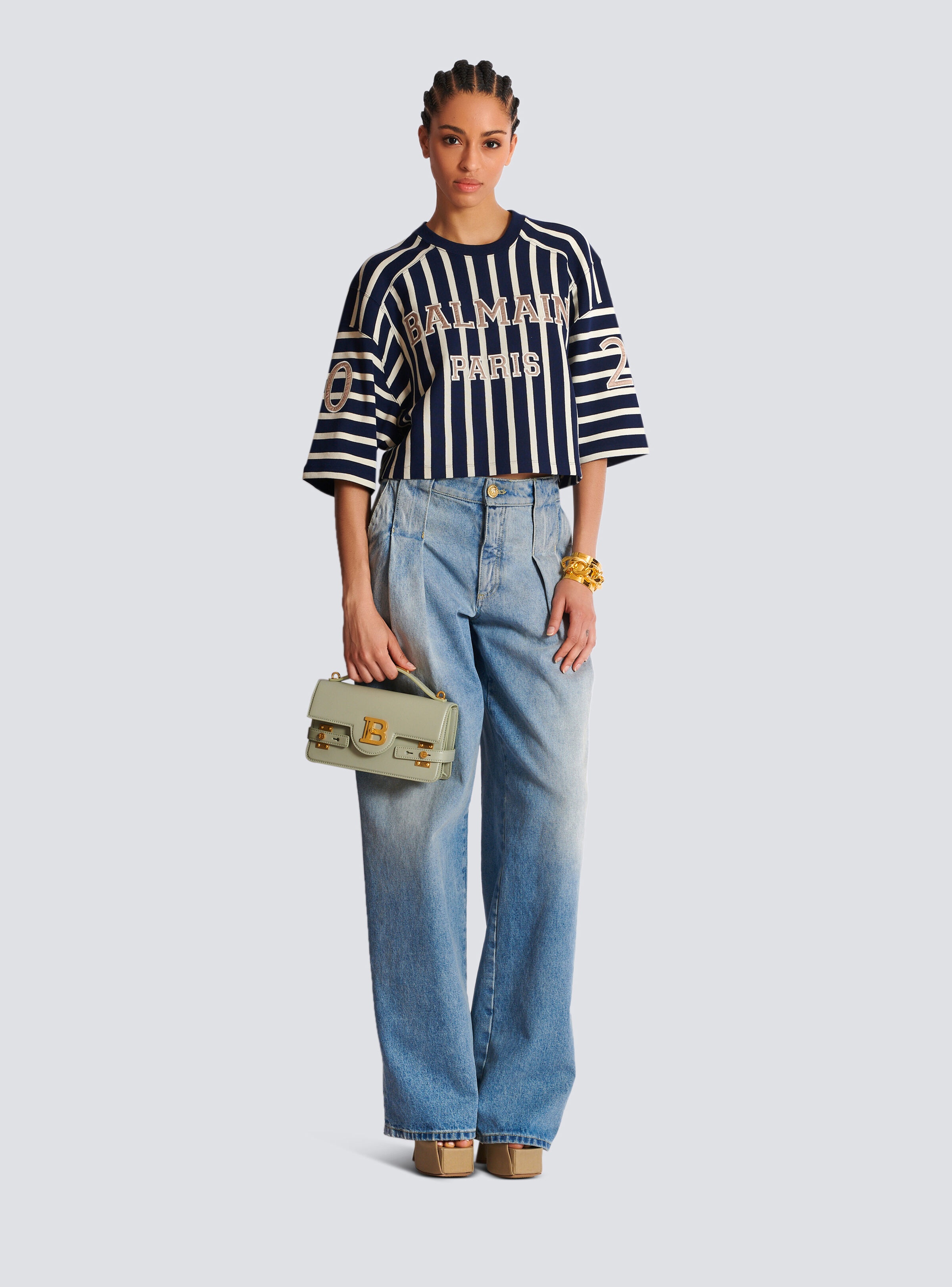 Striped Balmain Baseball T-shirt - 2